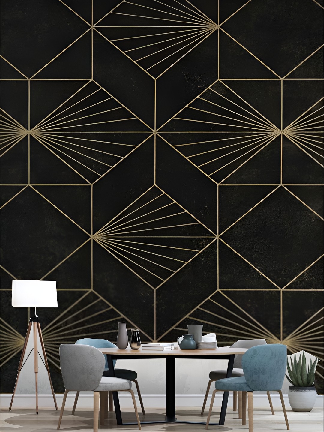 

KSHIRSA Black & Beige Abstract Printed Self-Adhesive & Removable Wallpaper
