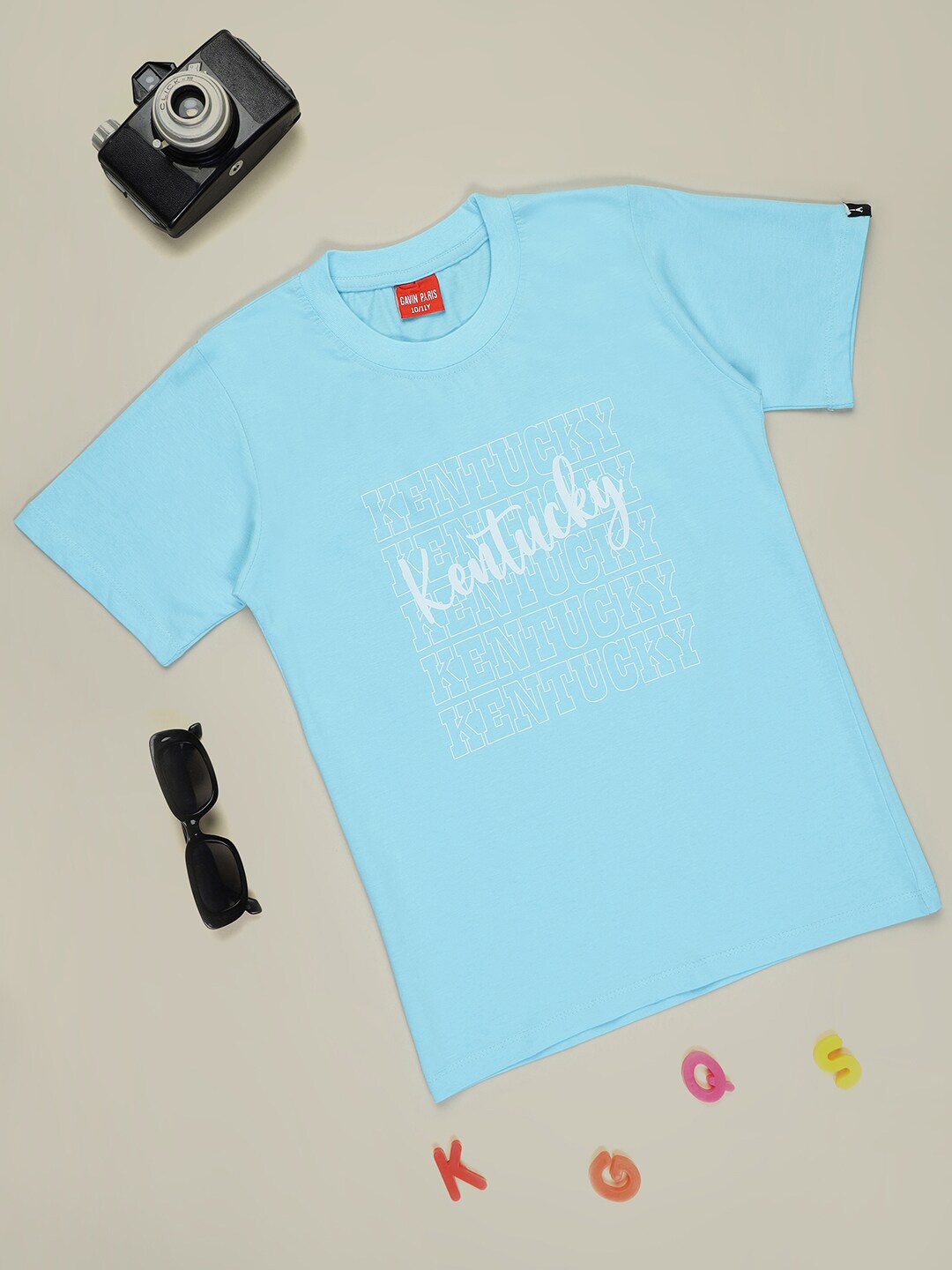 

Gavin Paris Girls Typography Printed Round Neck Bio Finish Pure Cotton T-shirt, Blue