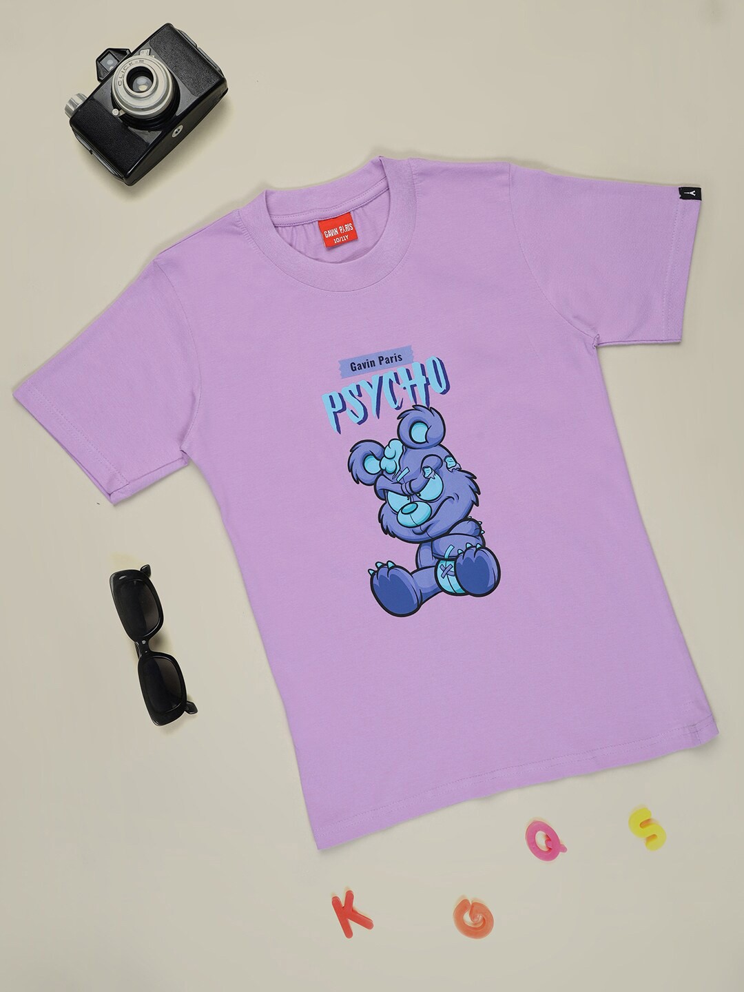 

Gavin Paris Girls Graphic Printed Pure Cotton Bio Finish Casual T-shirt, Lavender