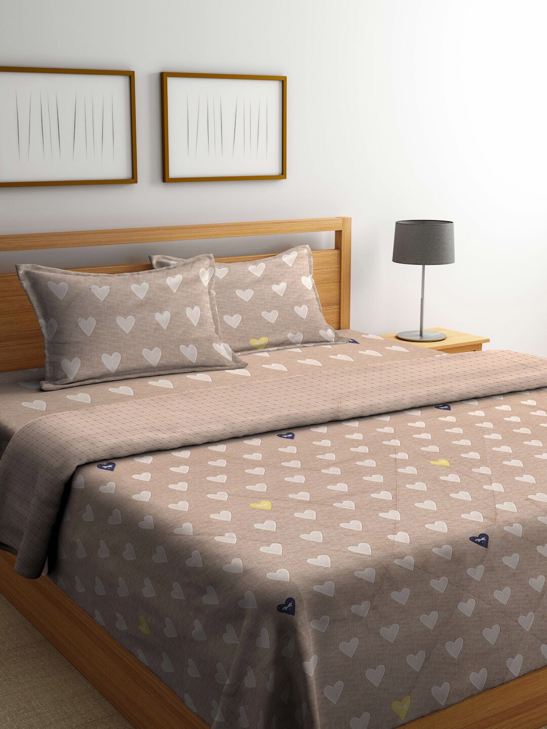 

Miaz Lifestyle Brown & White Abstract Printed Cotton Bedding Set