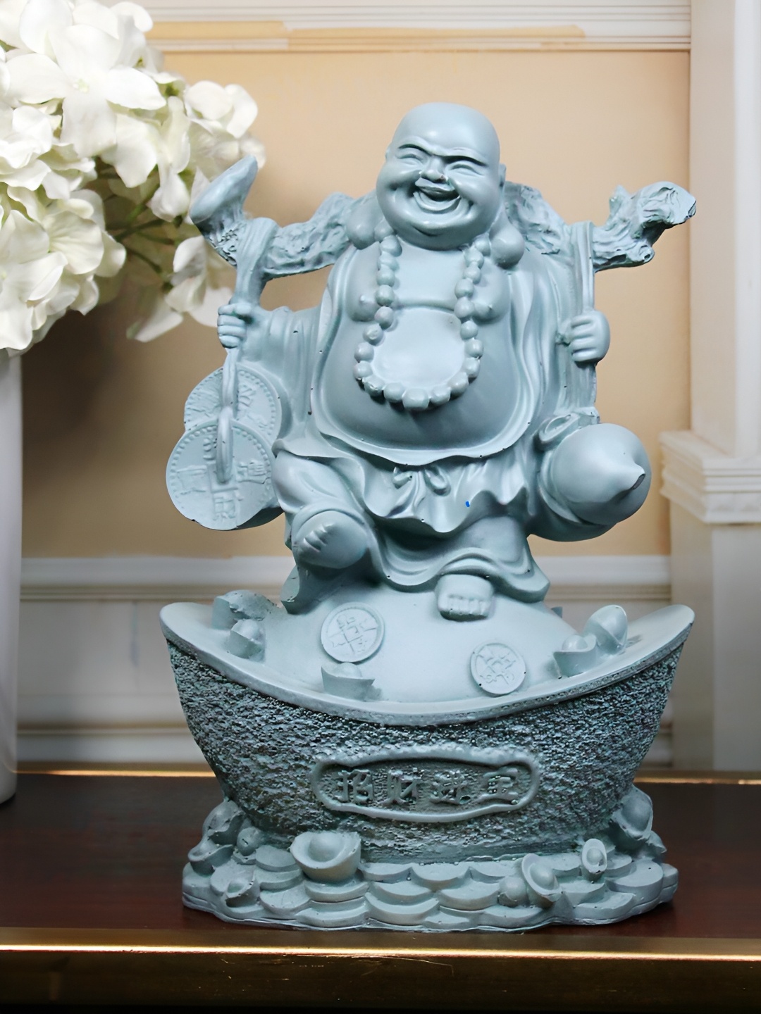 

THE WHITE INK DECOR Blue Buddha Figurine Showpiece