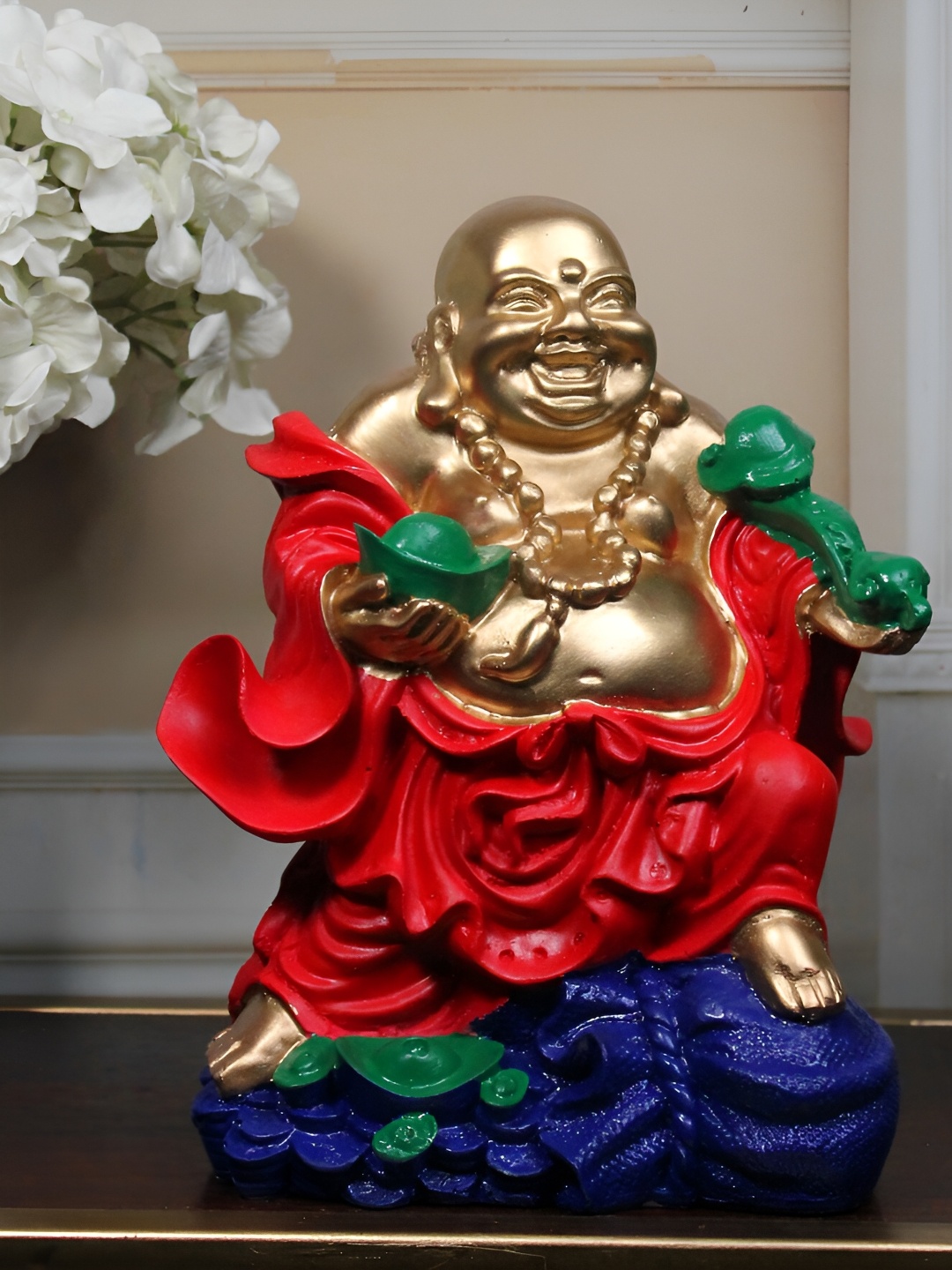 

THE WHITE INK DECOR Red Buddha Figurine Showpiece