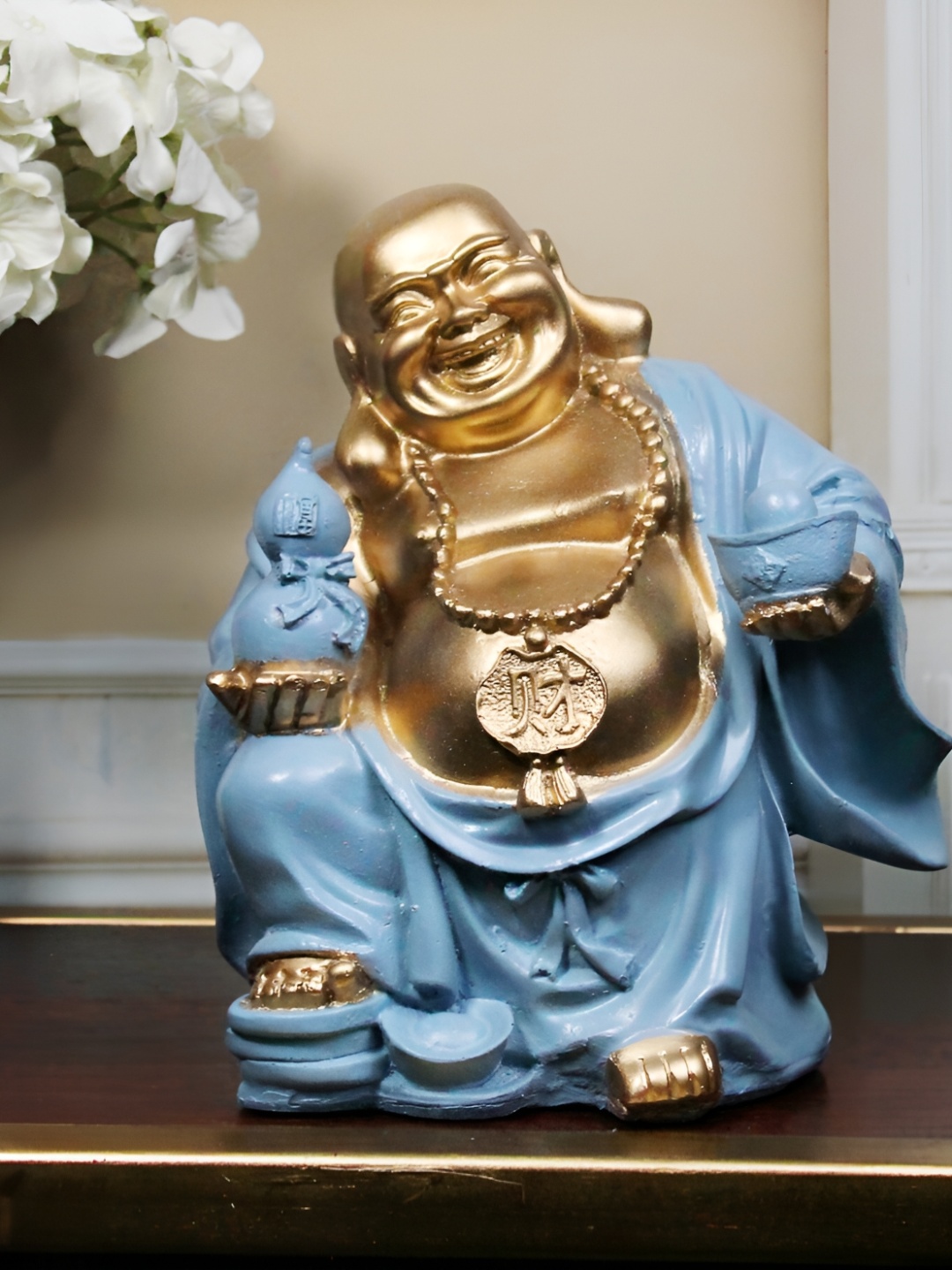 

THE WHITE INK DECOR Blue Buddha Figurine Showpiece