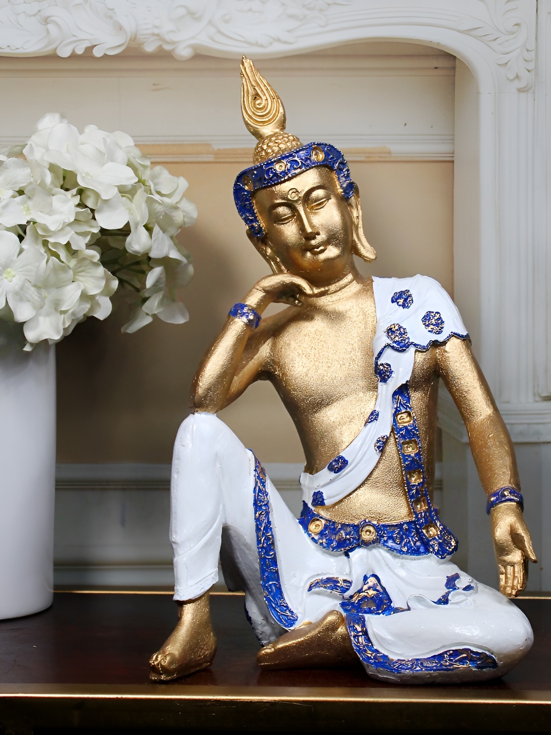 

THE WHITE INK DECOR White Buddha Figurine Showpiece