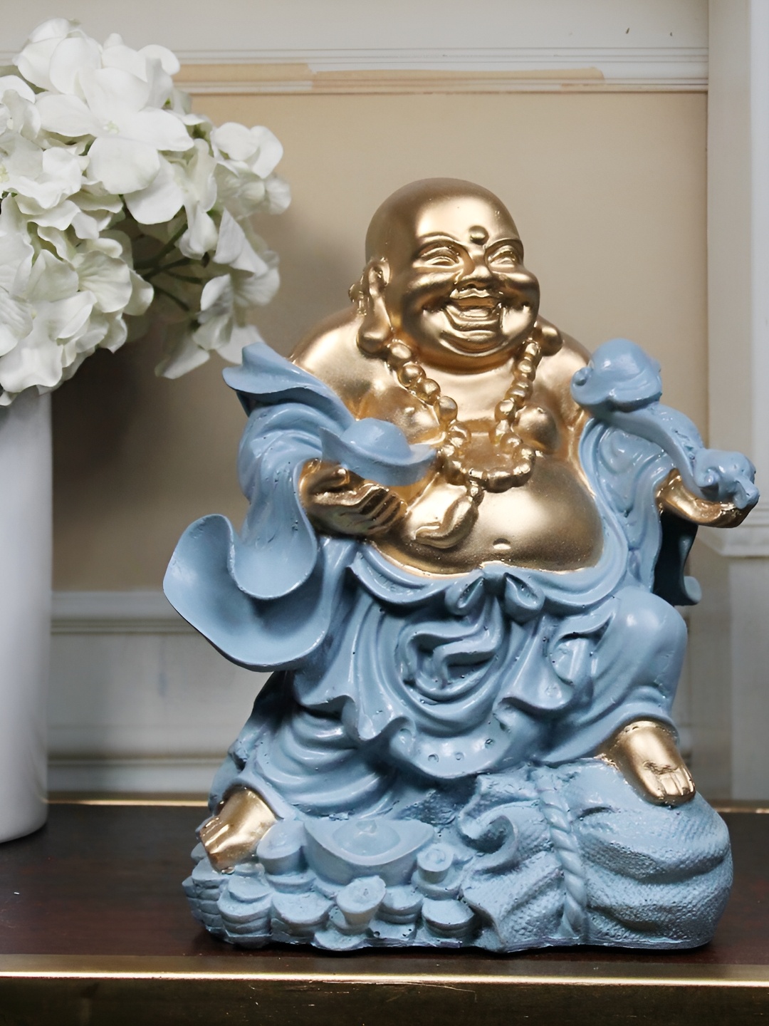 

THE WHITE INK DECOR Blue Buddha Figurine Showpiece