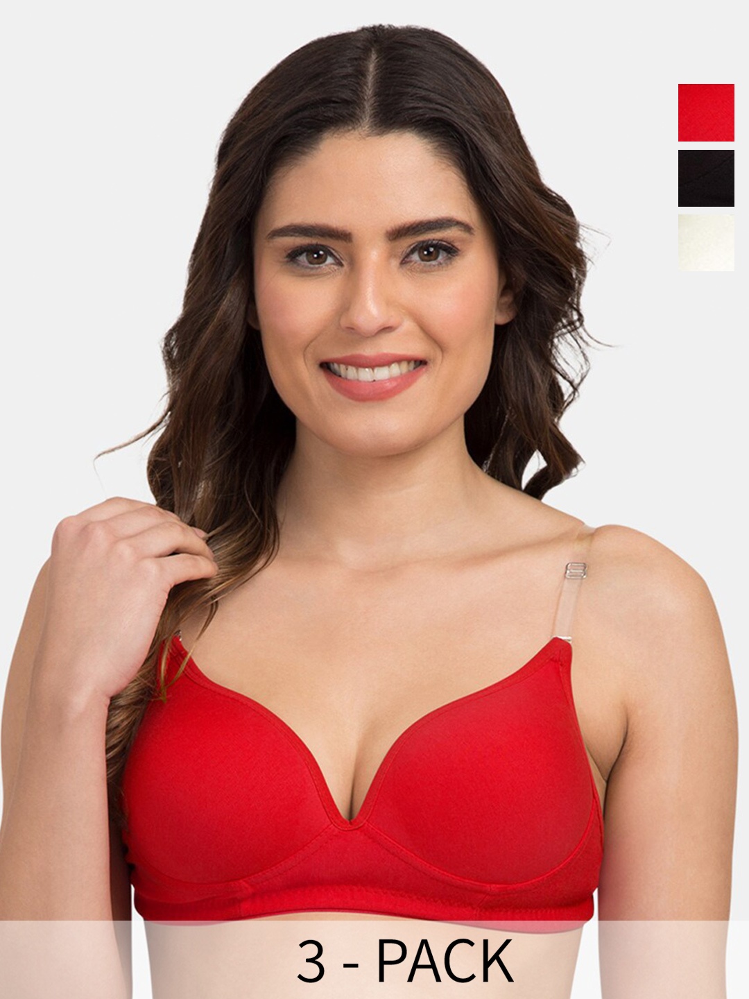 

Tweens Pack Of 3 Cotton Push-Up Bra Medium Coverage Heavily Padded Transparent Back, White