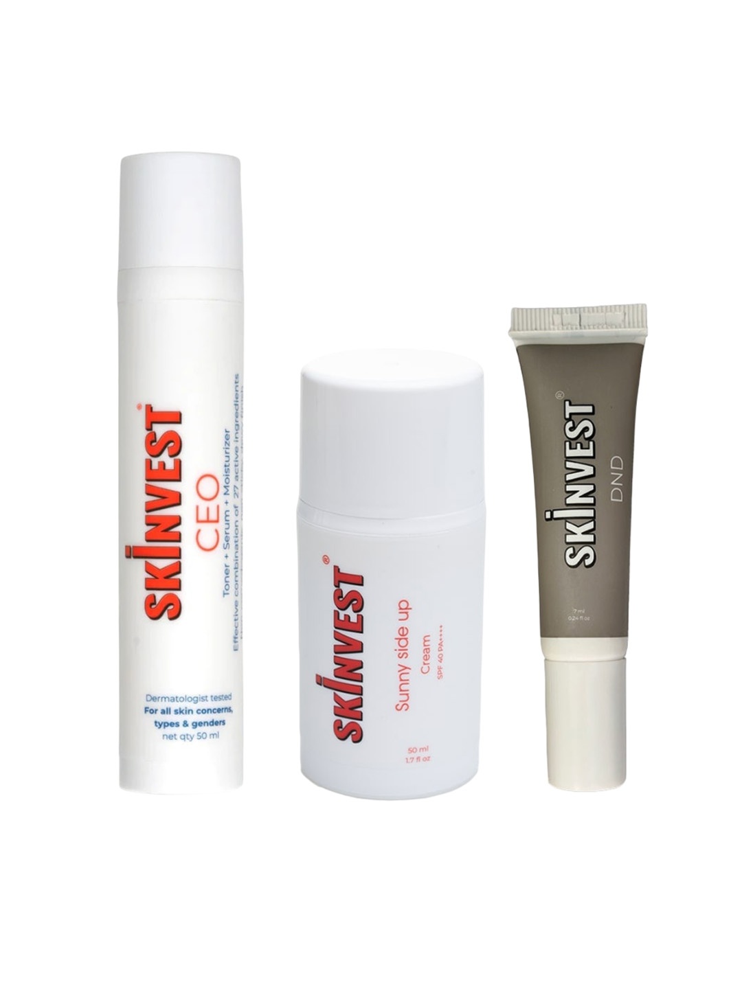 

SKINVEST DND Under Eye - 7ml-CEO Serum-Sunny Side Up Sunscreen - 50ml Each, White