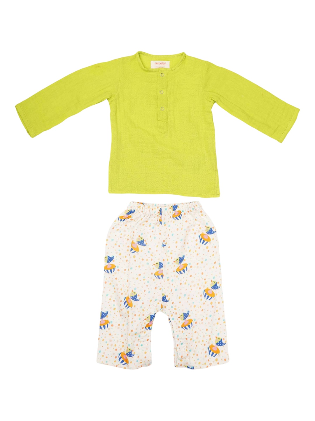 

GREENDIGO Boys Printed Regular Kurta with Pyjamas, Green