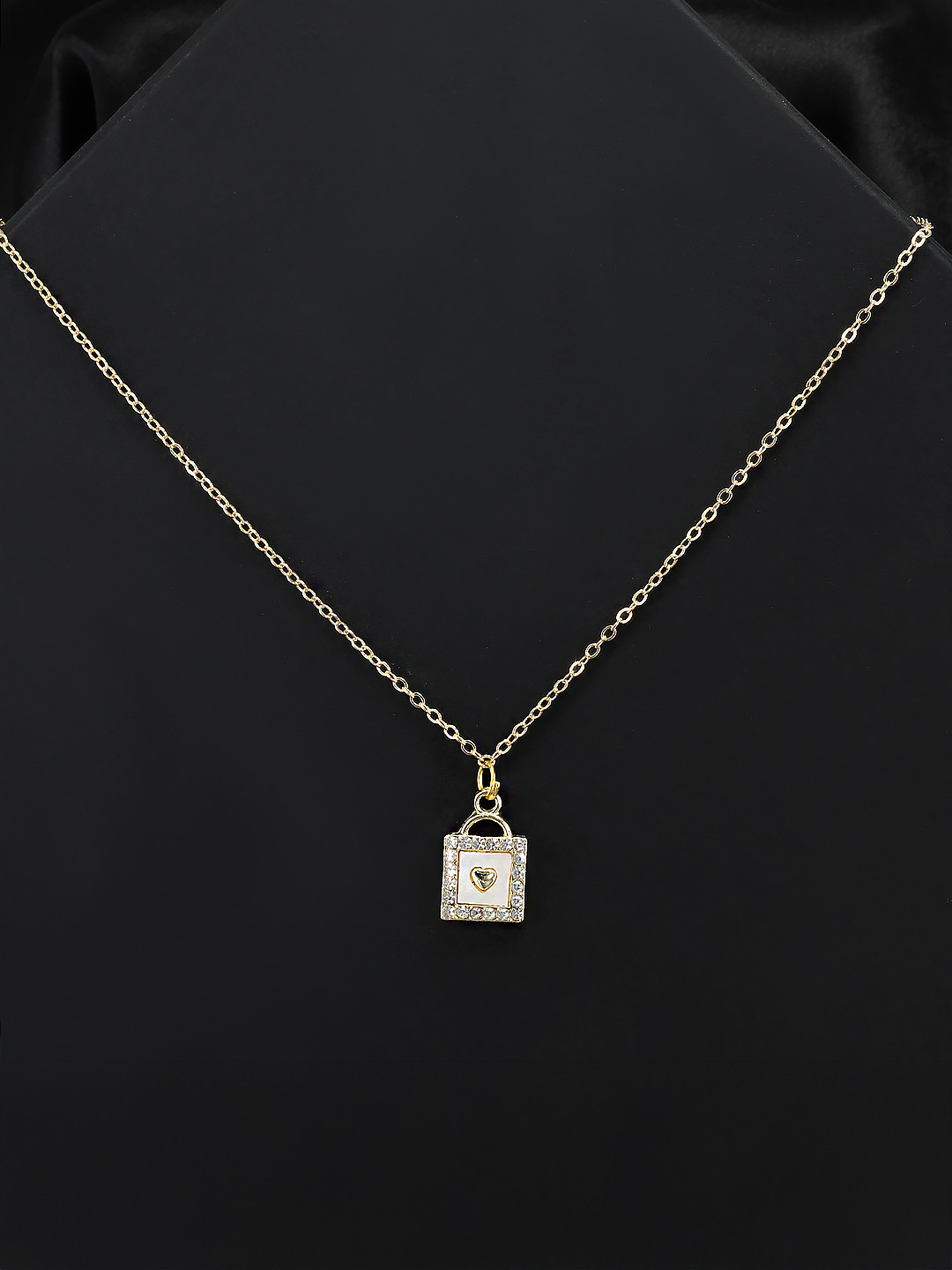 

PRIVIU Gold Plated Artificial Stones Stainless Steel Pendant with Chain
