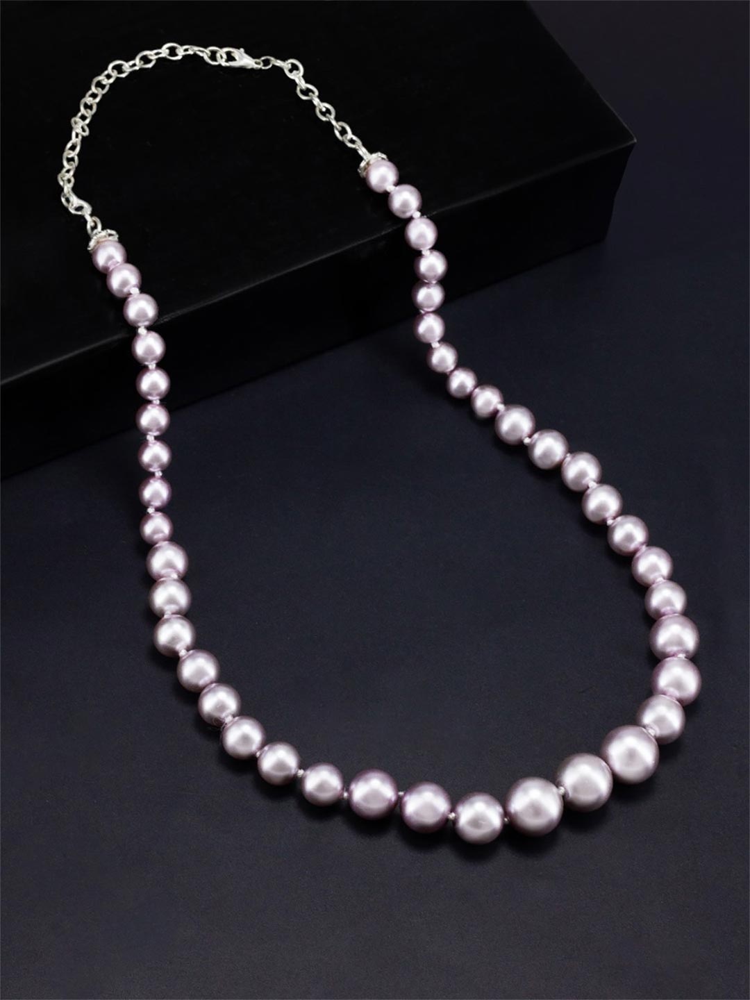 

PRIVIU Silver Plated Artificial Beads Stainless Steel Necklace