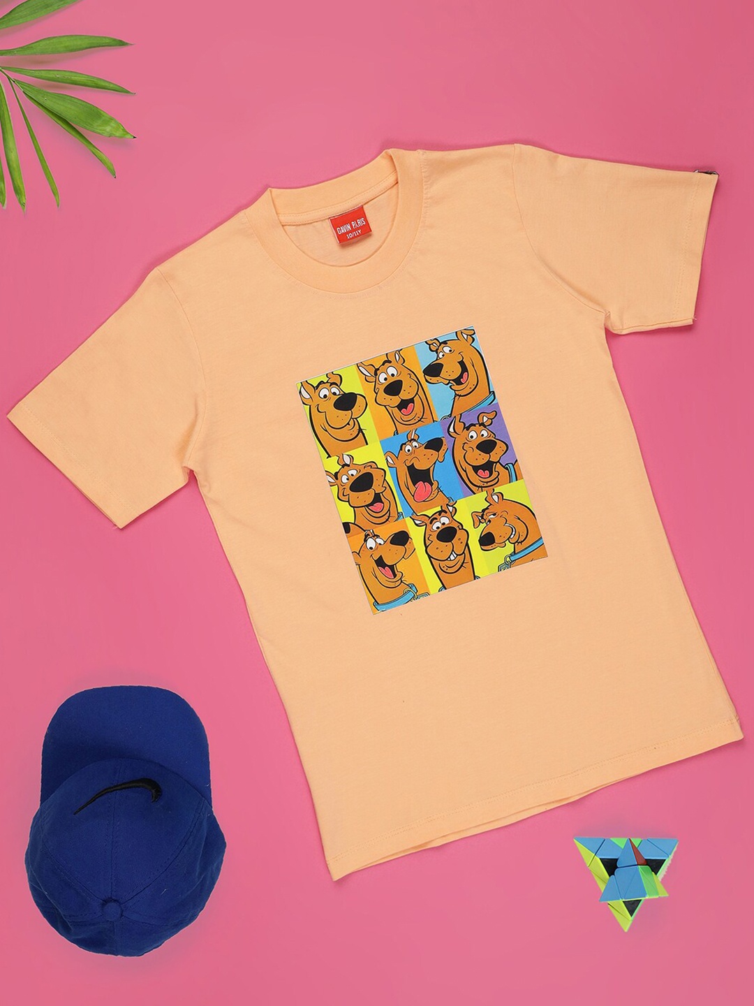 

Gavin Paris Girls Scooby-Doo Printed V-Neck Bio Finish Applique T-shirt, Peach