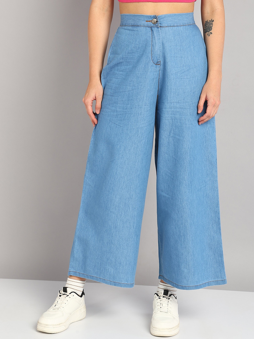 

Nifty Women Wide Leg High-Rise Clean Look Stretchable Jeans, Blue