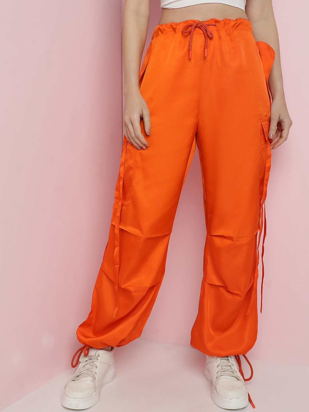 

Stylecast X Kotty Women Relaxed High-Rise Easy Wash Joggers Trouser, Orange