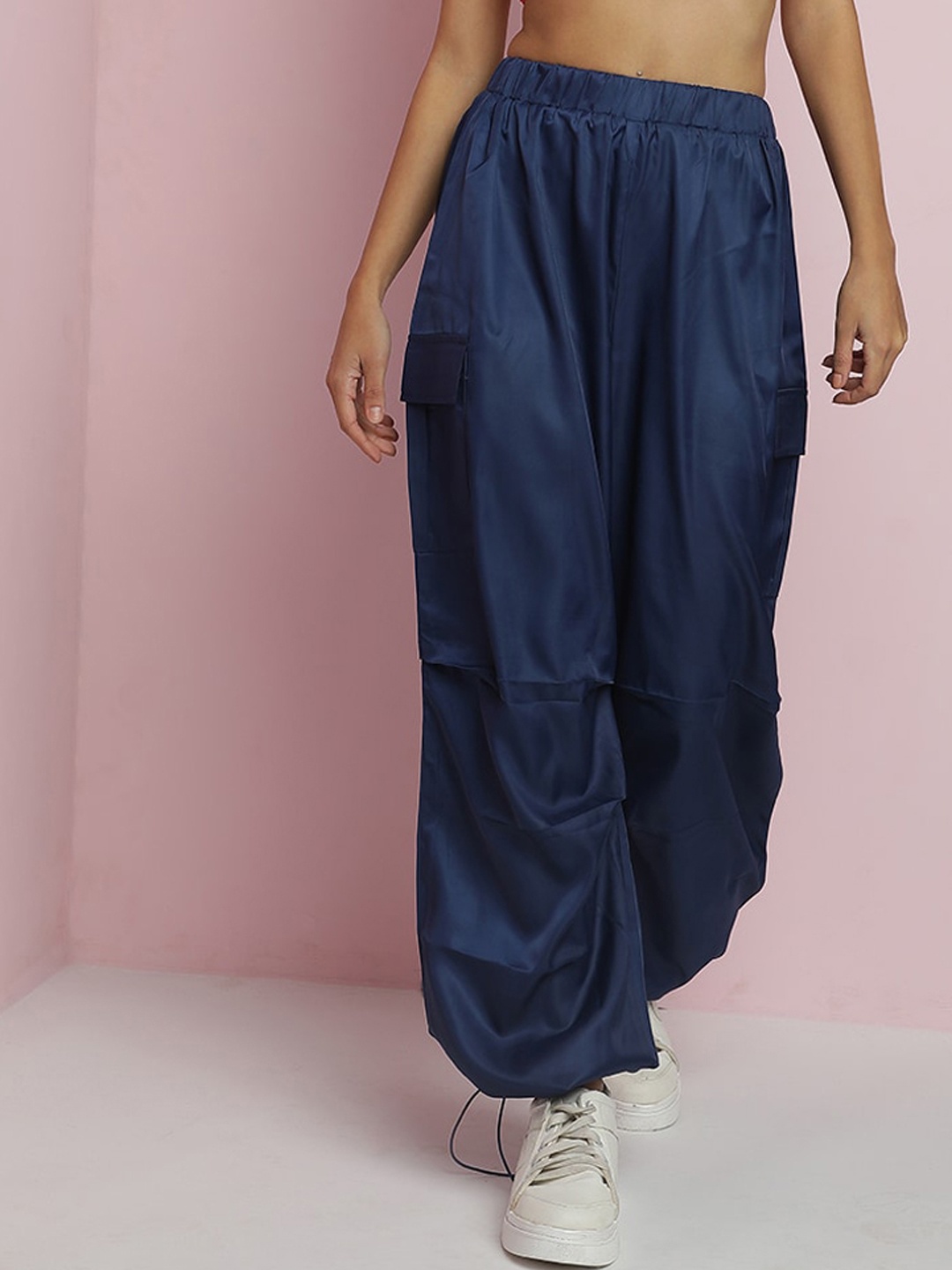 

Stylecast X Kotty Women Relaxed High-Rise Easy Wash Trousers, Navy blue