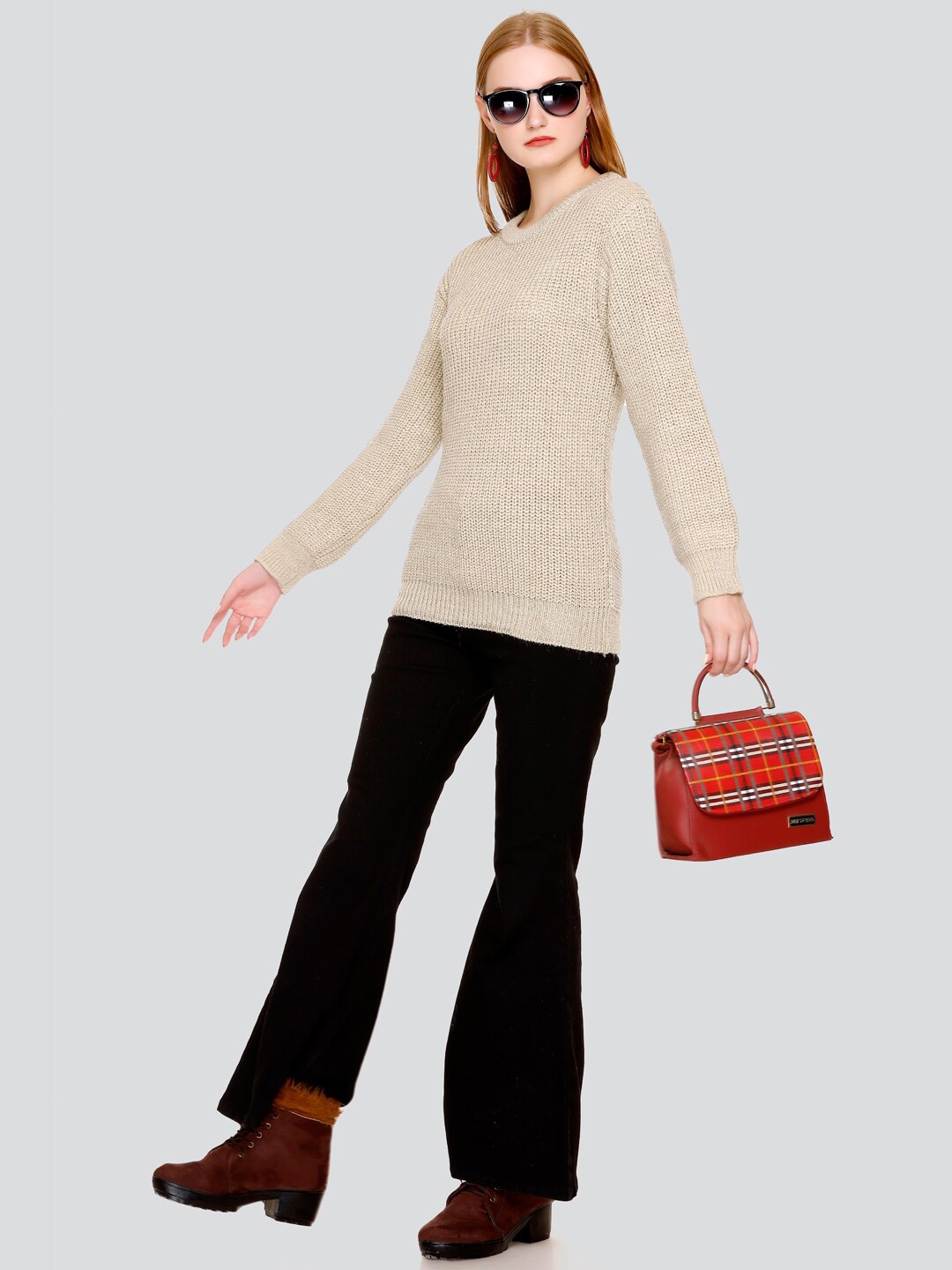 

GOSHA & MAU Woolen Pullover Sweatshirt, Beige