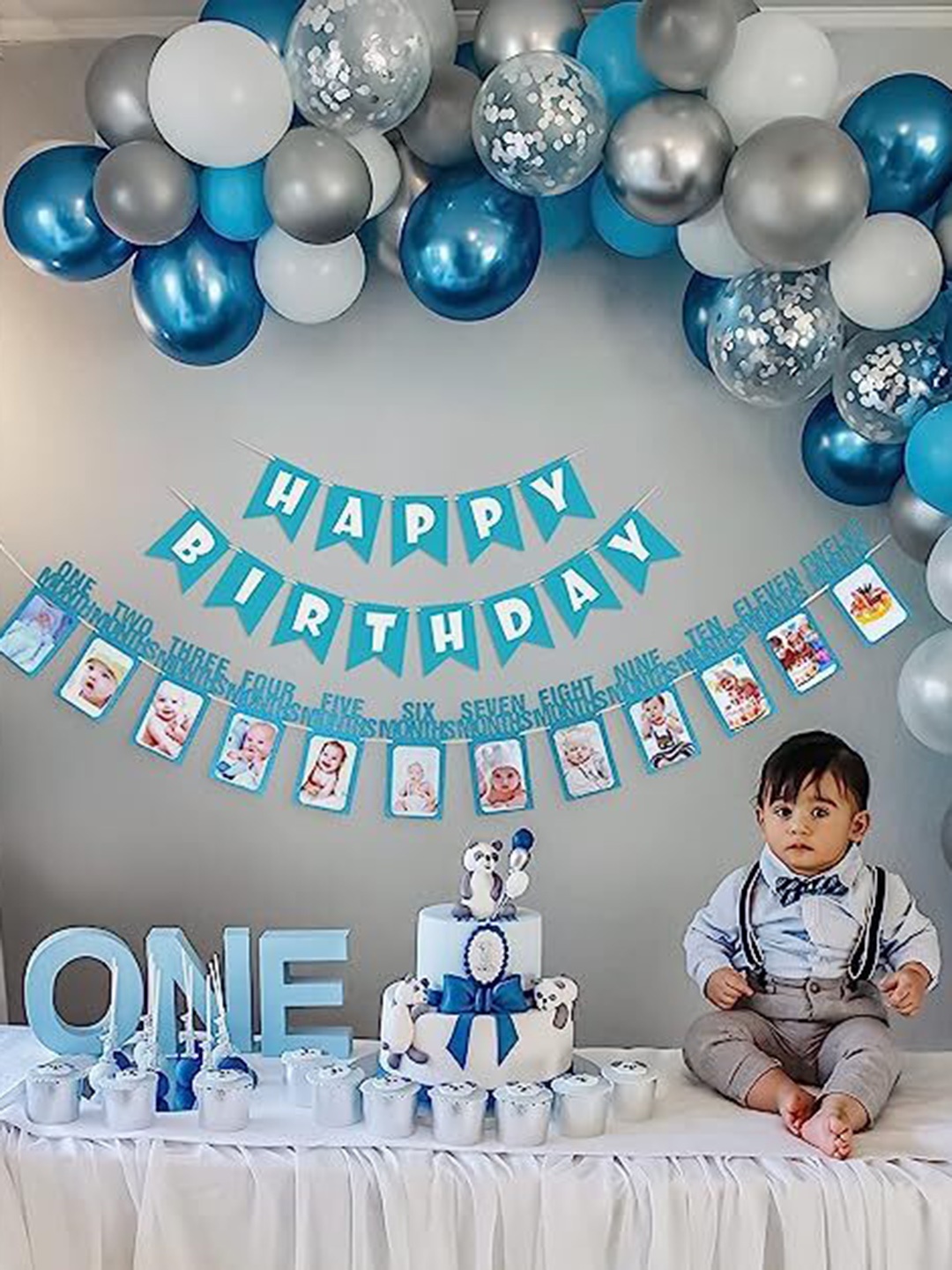 

Special You Blue & White 53 Pcs Happy Birthday Balloons & Banner Decorations