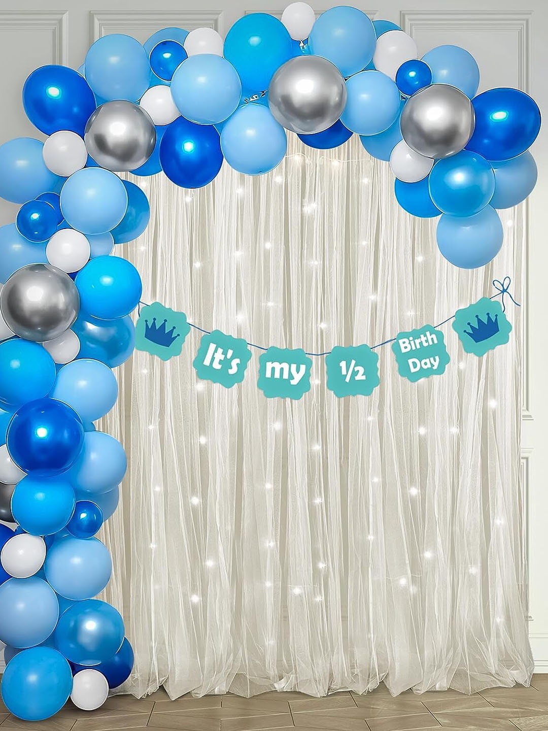 

Special You 63-Pcs Blue & White Balloons Decoration Items