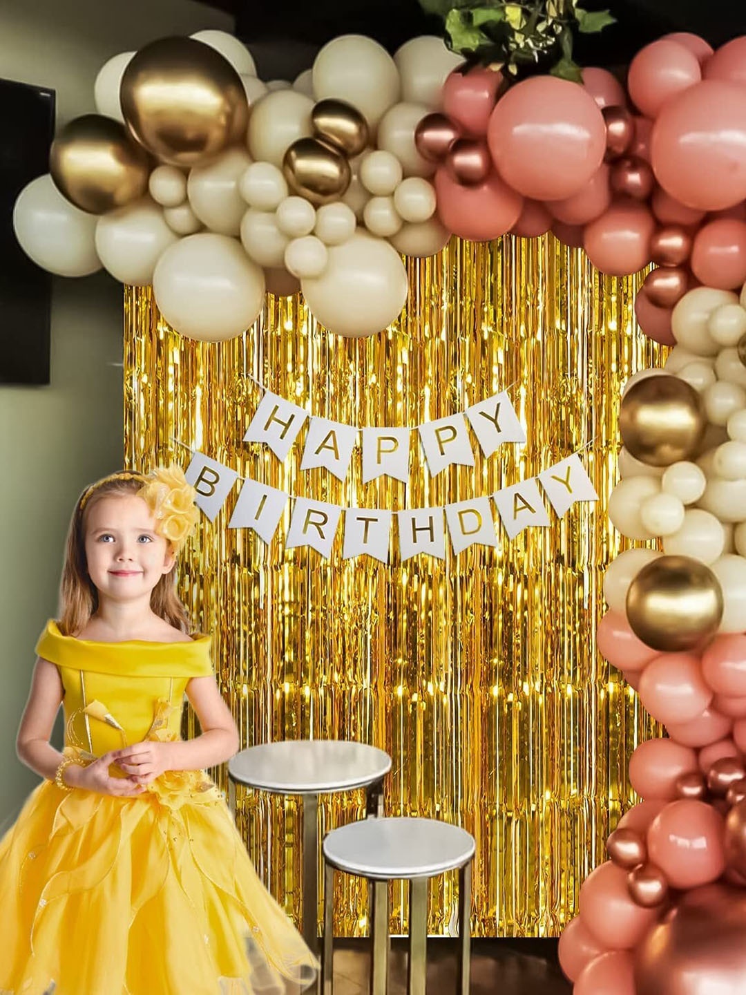 

Special You Peach-colored & Pink 65 Pieces Happy Birthday Balloons & Banner Decorations