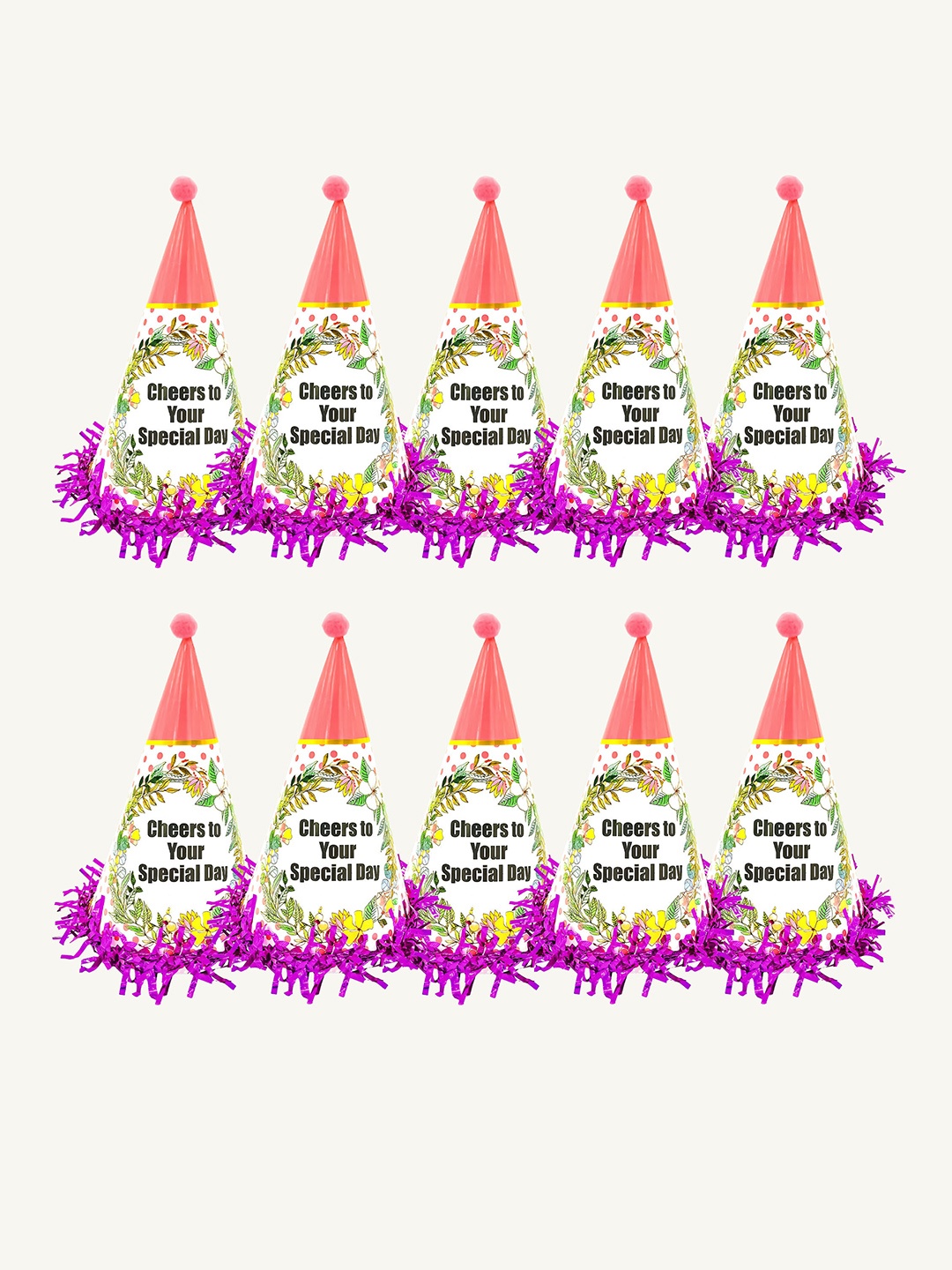 

Special You 10-Pcs White & Peach Birthday Caps