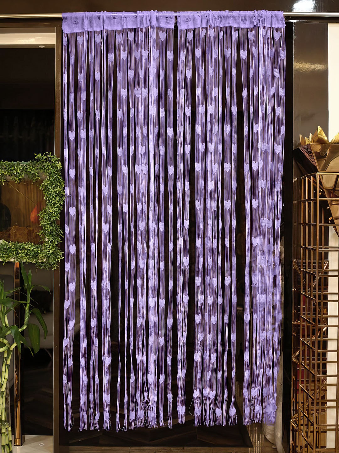 

Special You Purple 2 Pieces Heart Shaped String Net Curtains