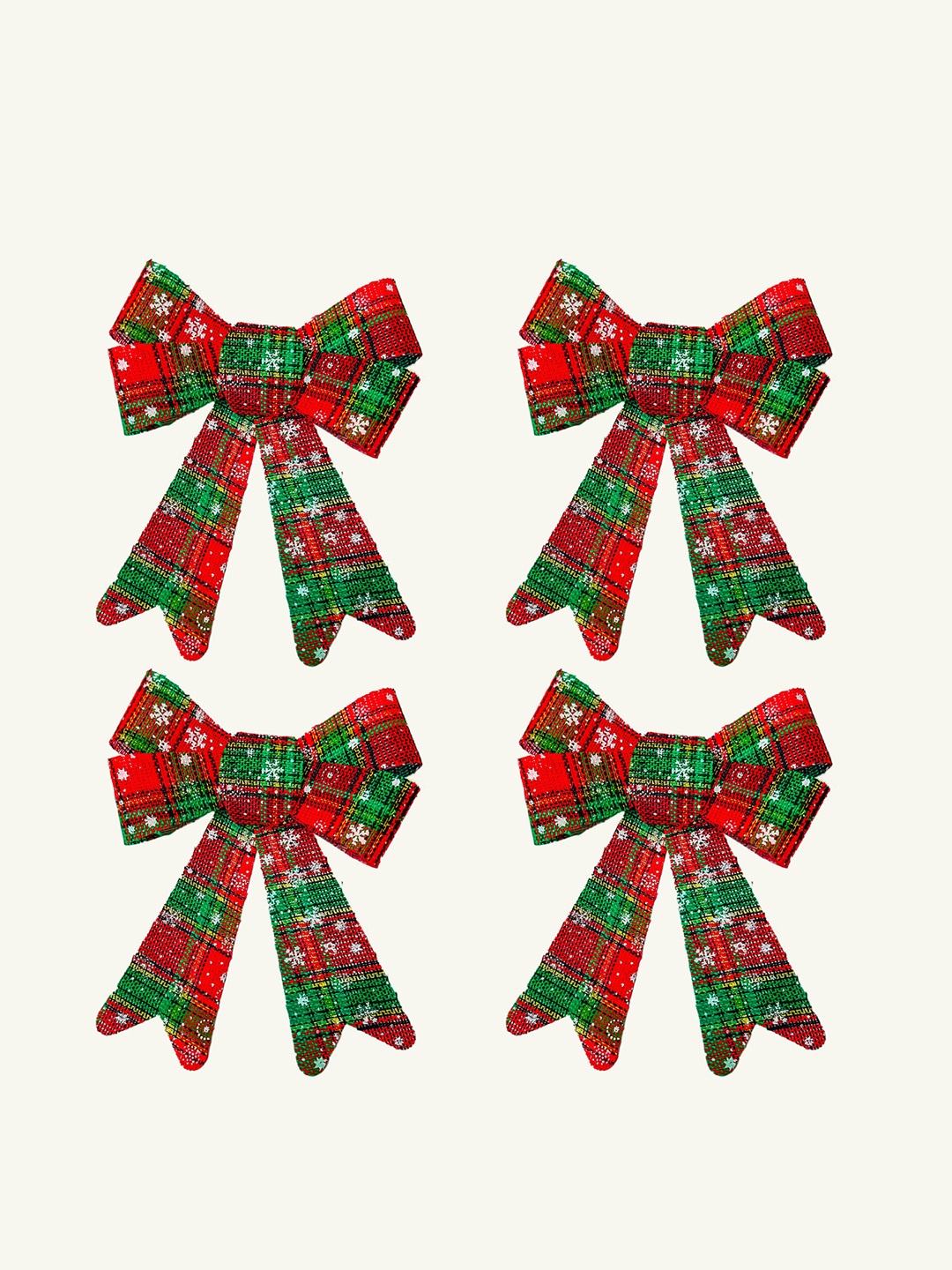 

Special You 4-pcs Red & Green Ribbon Tie Bow Christmas Decorations