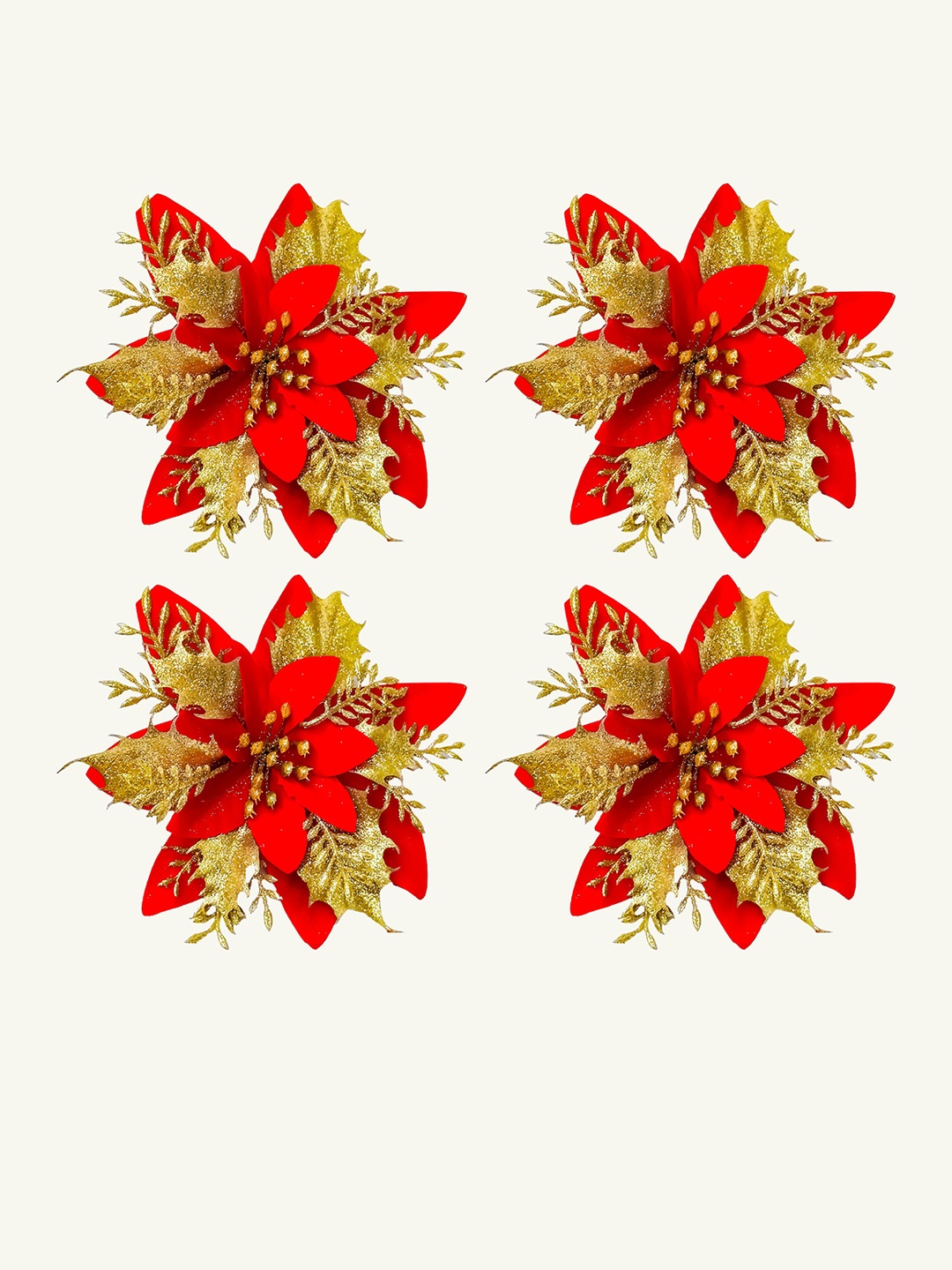 Special You Red & Yellow 4 Pieces Artificial Poinsettias Flowers