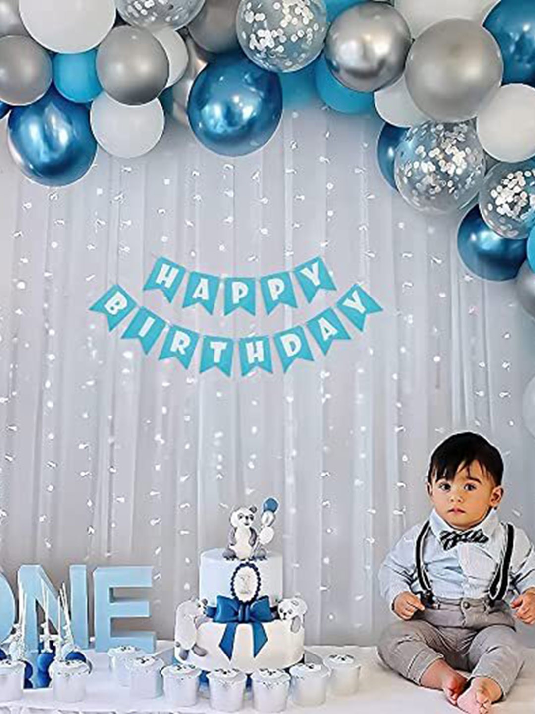 

Special You Blue & White 60 Pieces Birthday Festive Decor