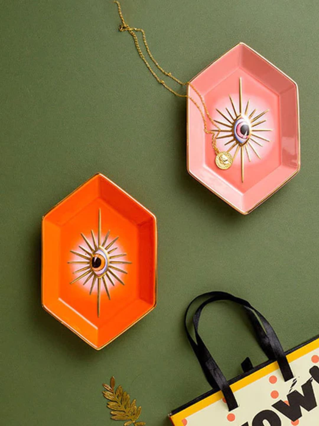 

THEDECORKART Orange-Colored Ceramic Jewellery Organiser