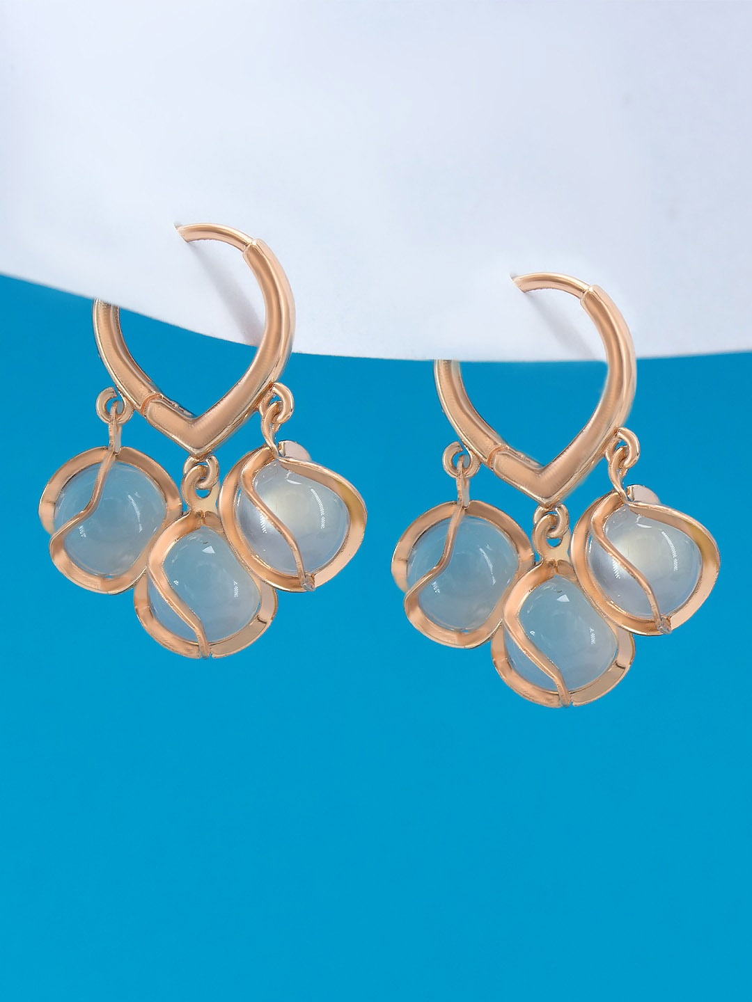 

PRIVIU Rose Gold Plated Contemporary Hoop Earrings