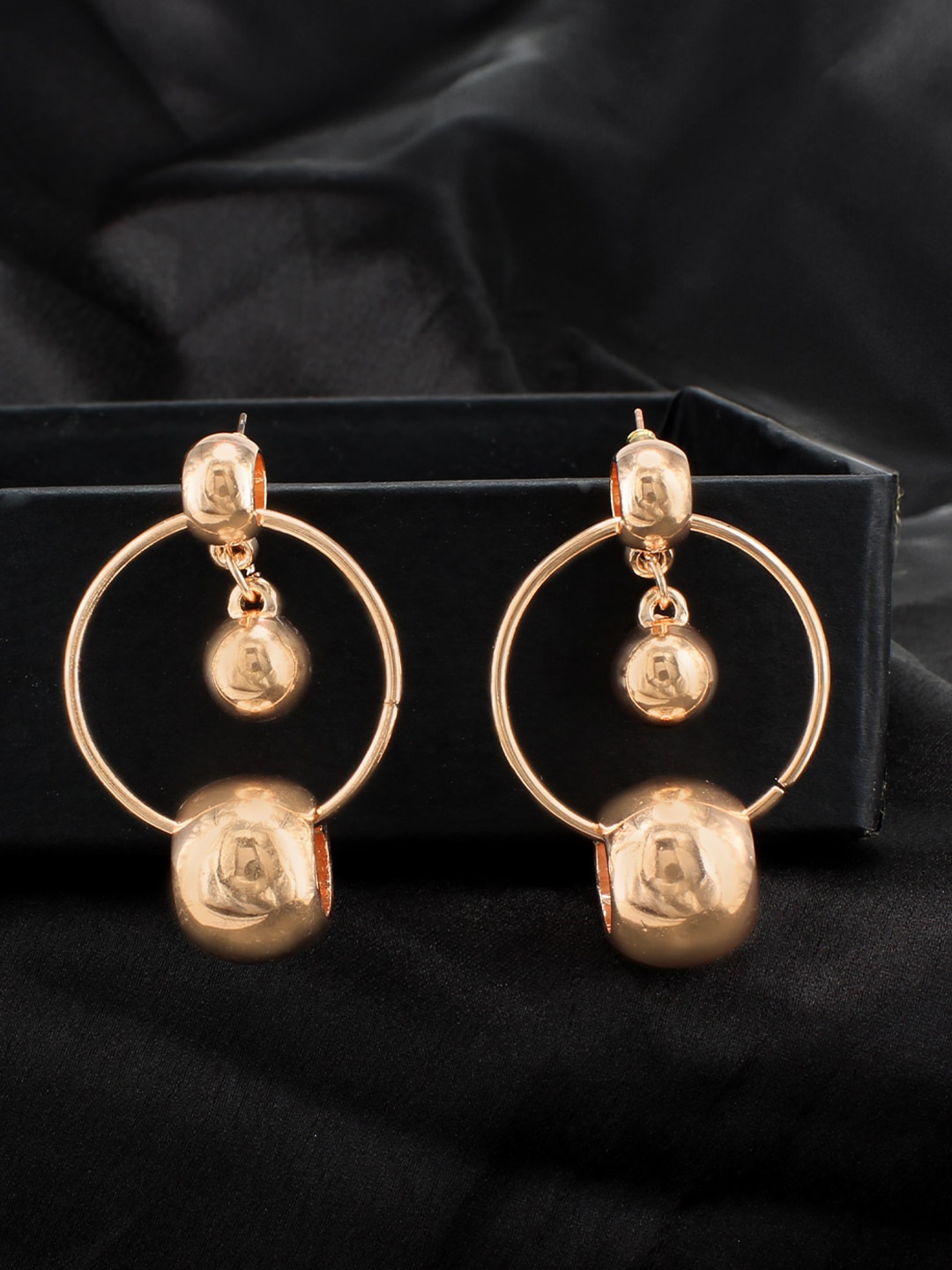 

PRIVIU Rose Gold-Plated Stainless Steel Circular Drop Earrings