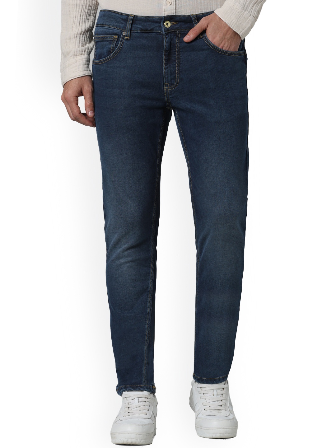 

Celio Men Jean Slim Fit Mid Rise Clean Look Light Fade Stretchable Jeans, Blue
