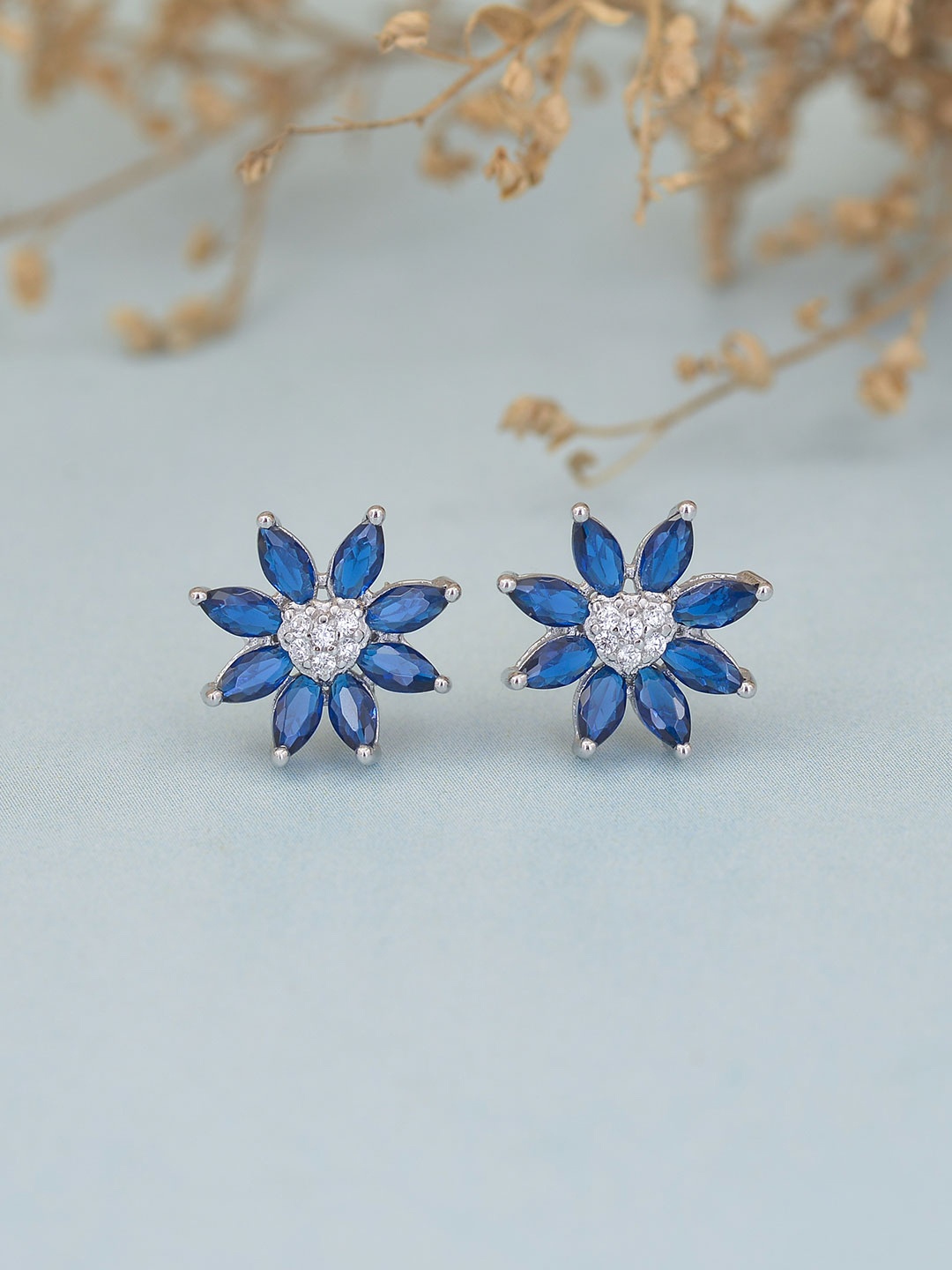 

Ornate Jewels 925 Sterling Silver Sapphire Stud Earrings