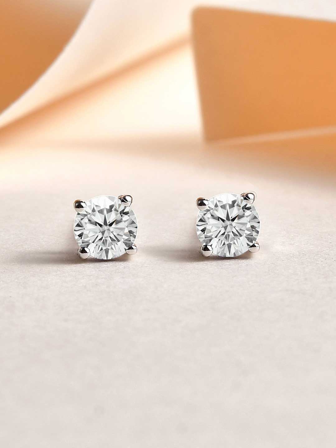 

Ornate Jewels 925 Sterling Silver American Diamond Stud Earrings, White
