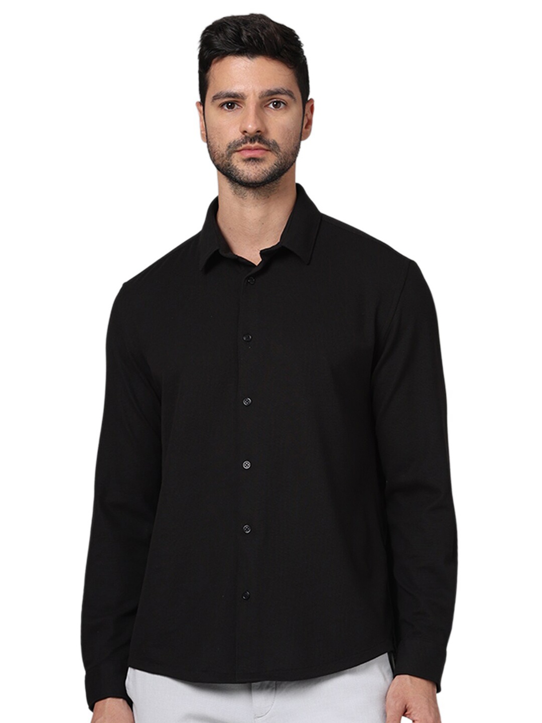 

Celio Classic Fit Spread Collar Long Sleeves Opaque Casual Shirt, Black