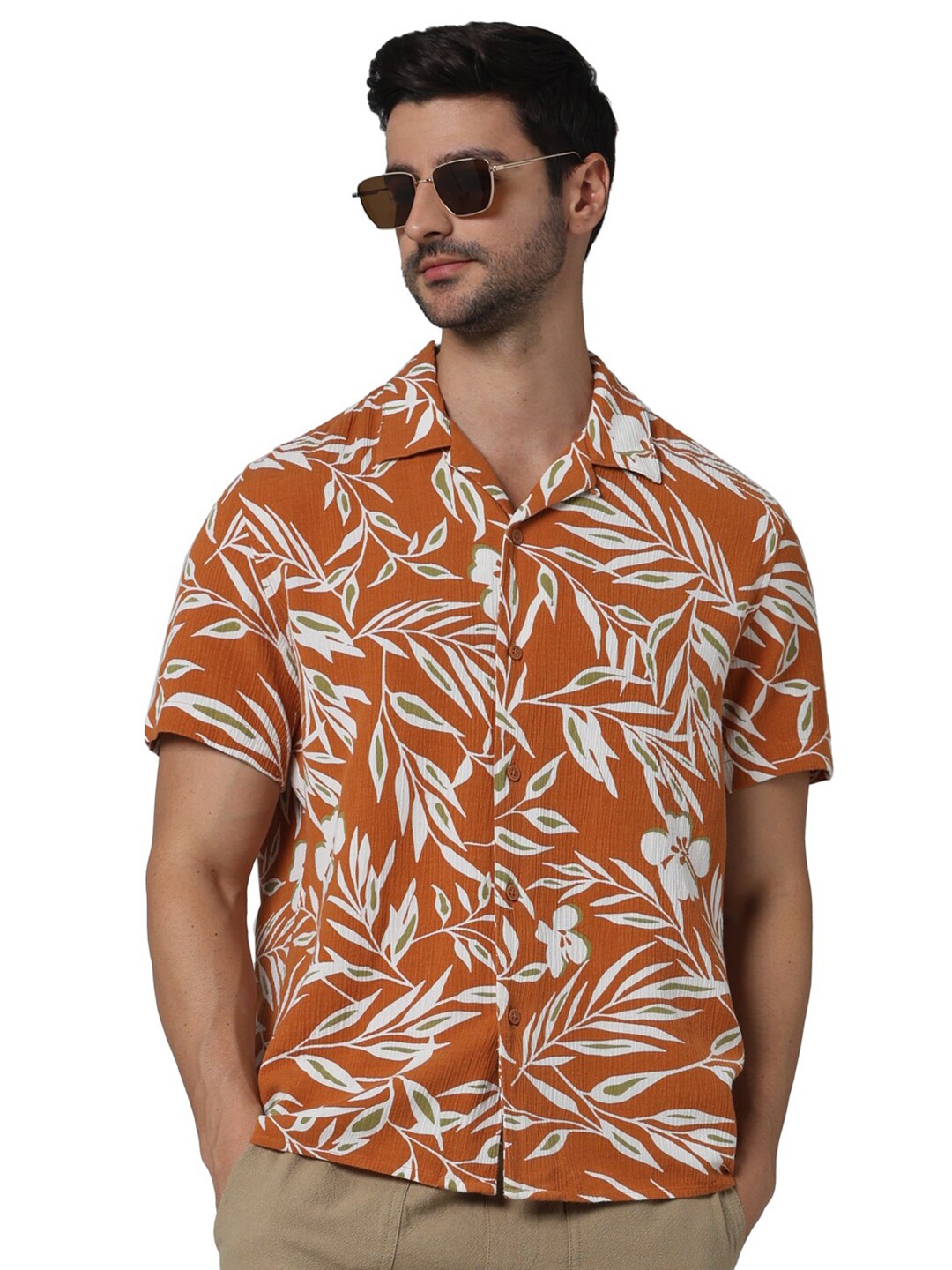 

Celio Classic Floral Printed Casual Shirt, Orange