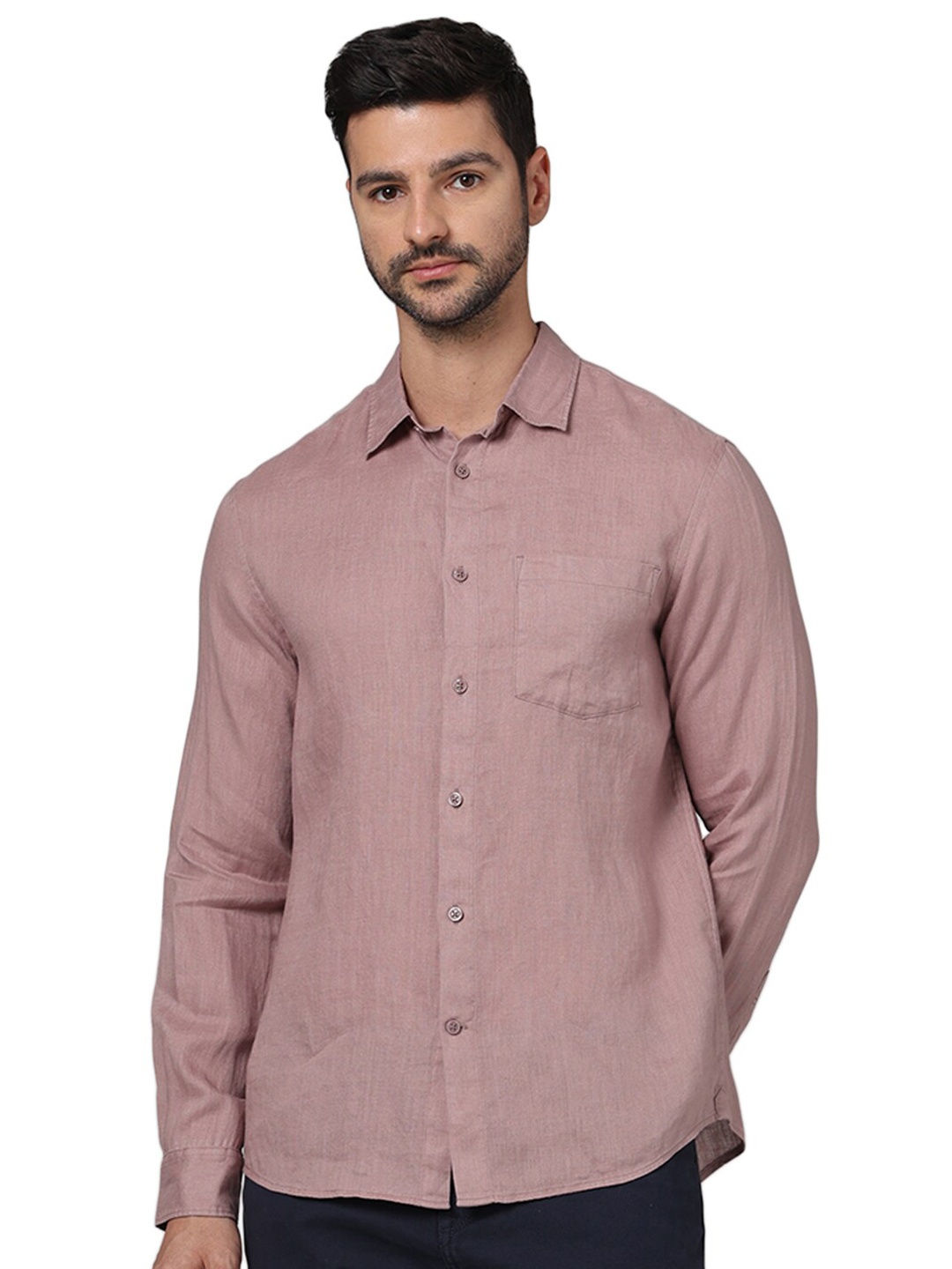 

Celio Classic Long Sleeves Spread Collar Linen Opaque Casual Shirt, Mauve