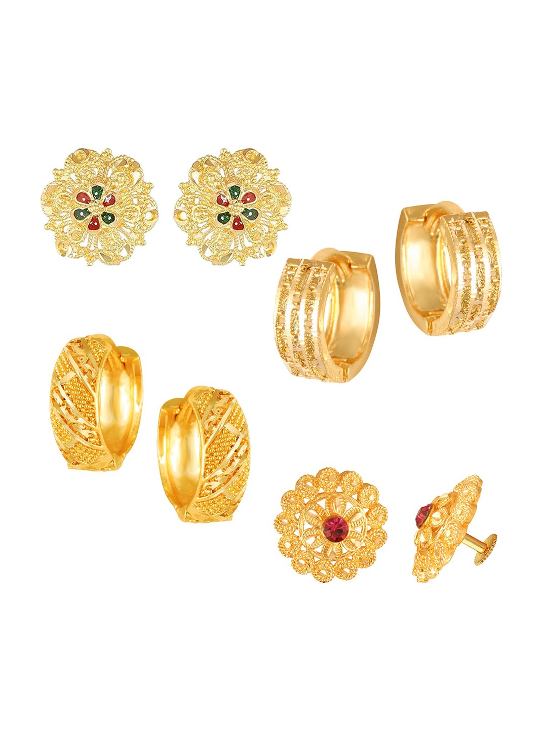 

Vighnaharta Set Of 4 Gold-Plated Cubic Zirconia-Studded Earrings