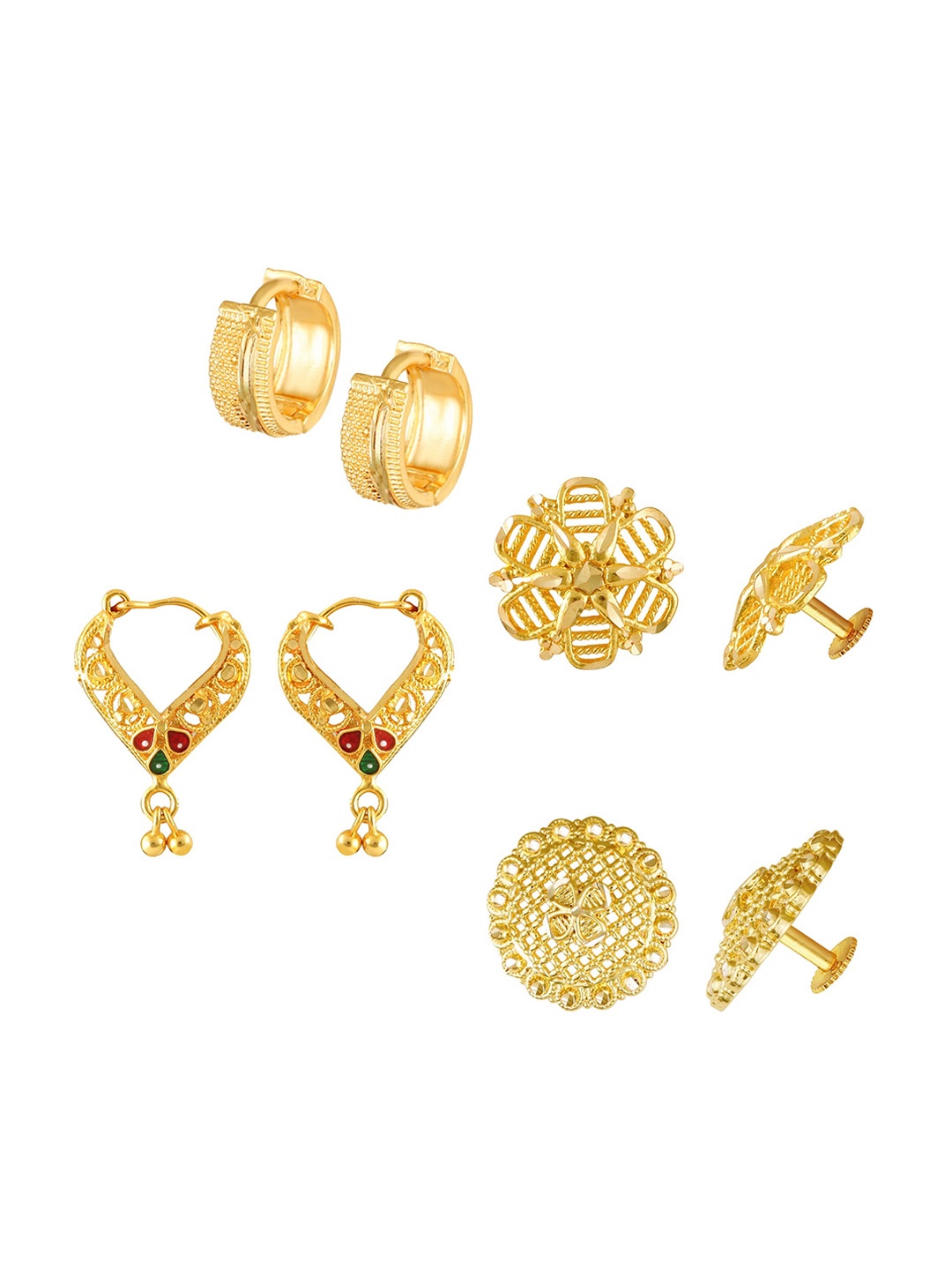 

Vighnaharta Set Of 4 Gold-Plated Contemporary Studs