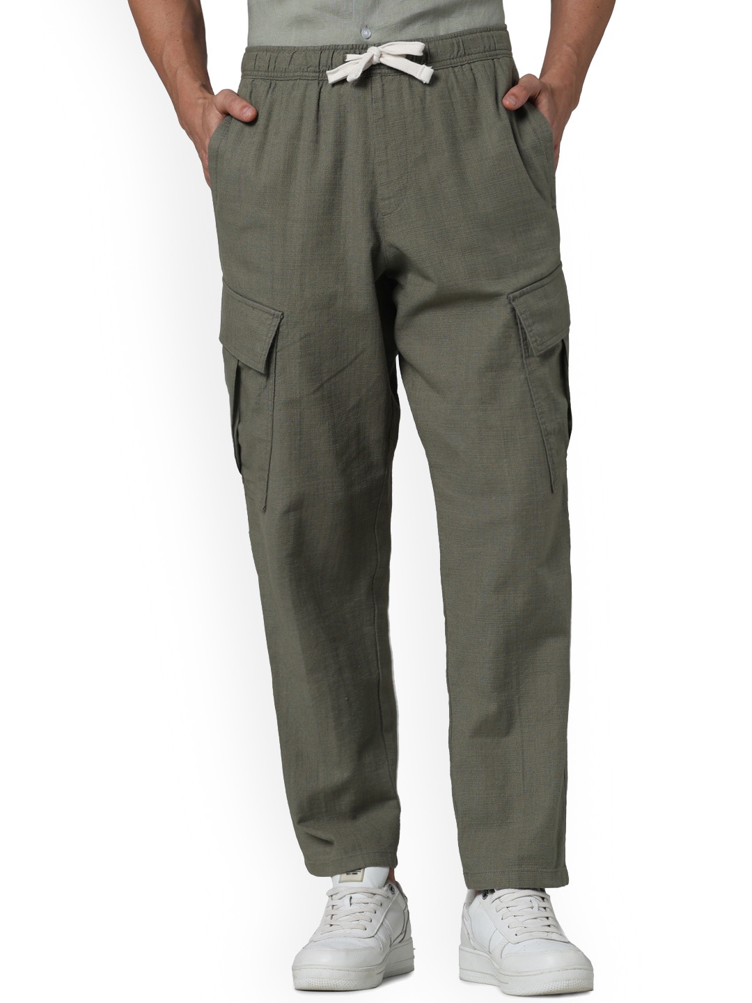 

Celio Men Cotton Mid-Rise Cargos Trouser, Olive