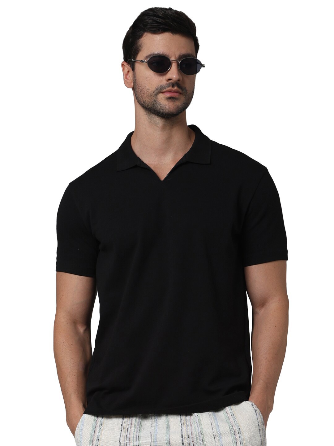 

Celio Polo Collar Cotton Regular Fit T-shirt, Black