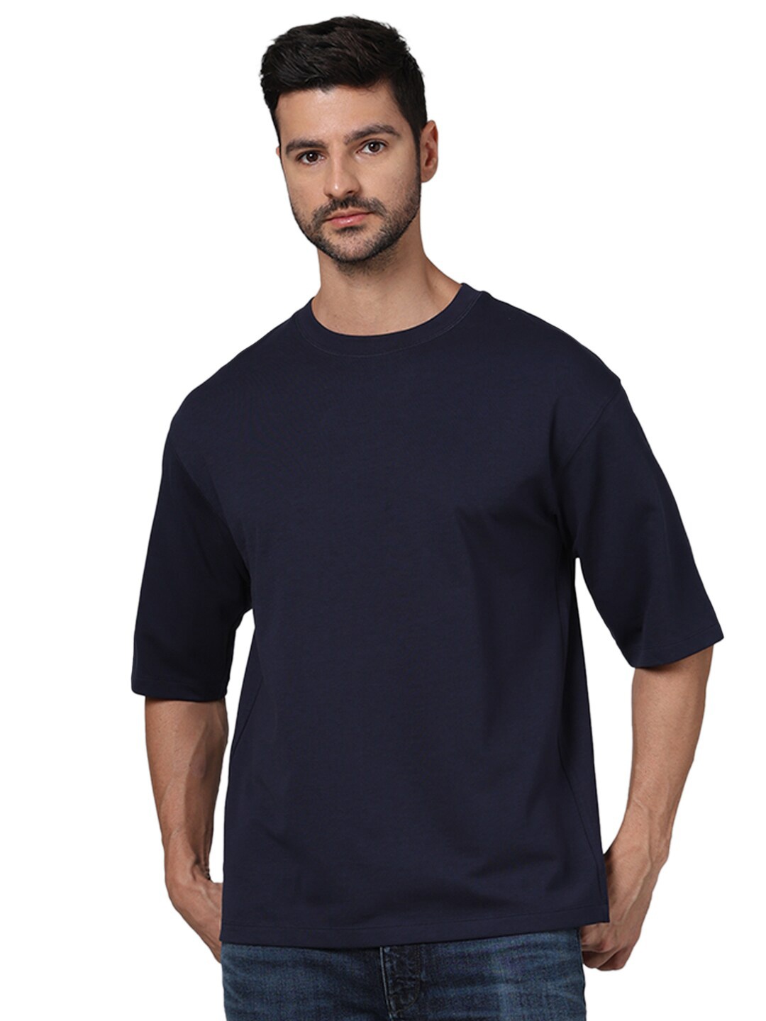 

Celio Round Neck Cotton T-shirt, Navy blue