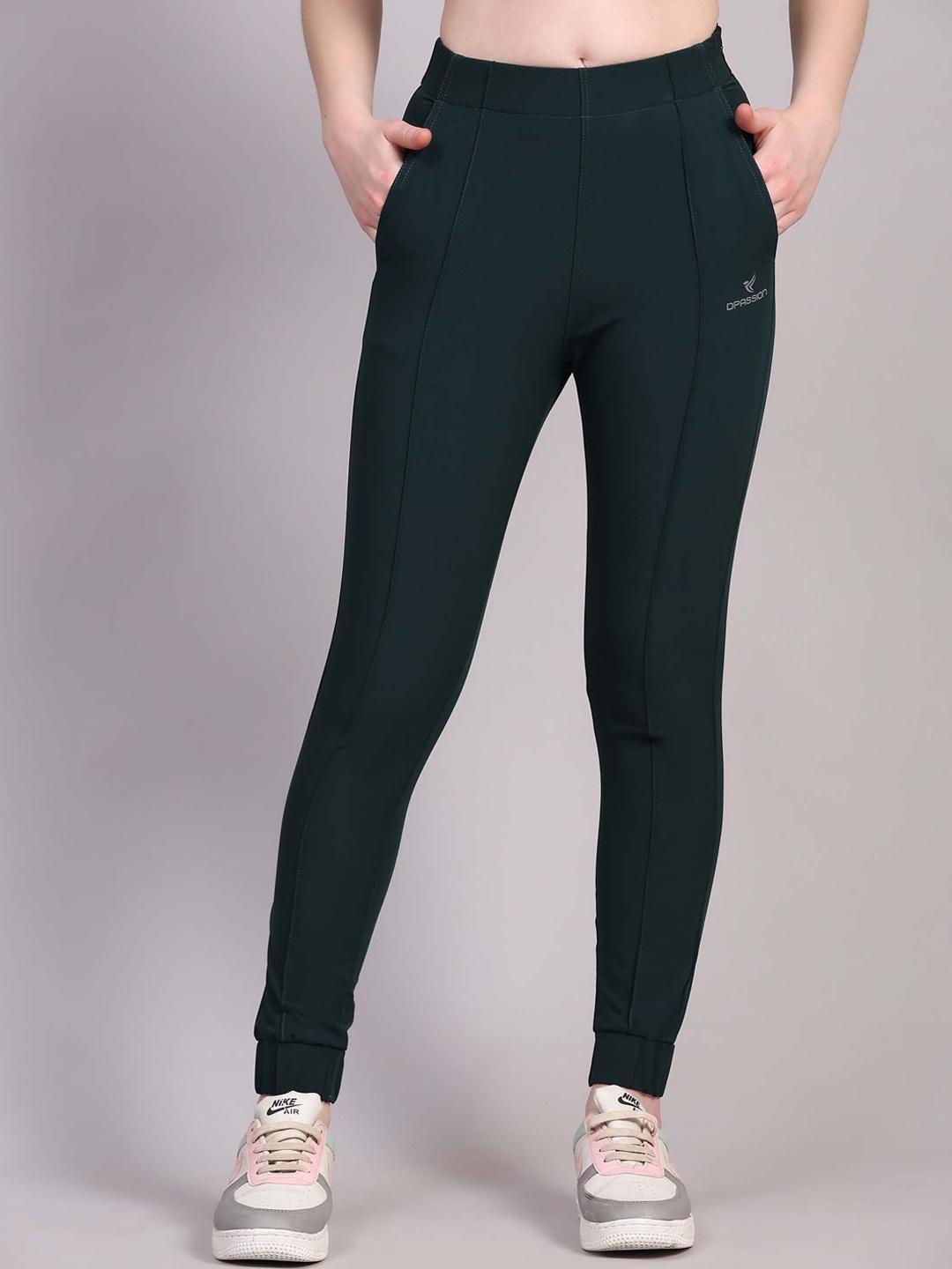 

Dpassion Women Mid-Rise Running Sports Joggers, Green