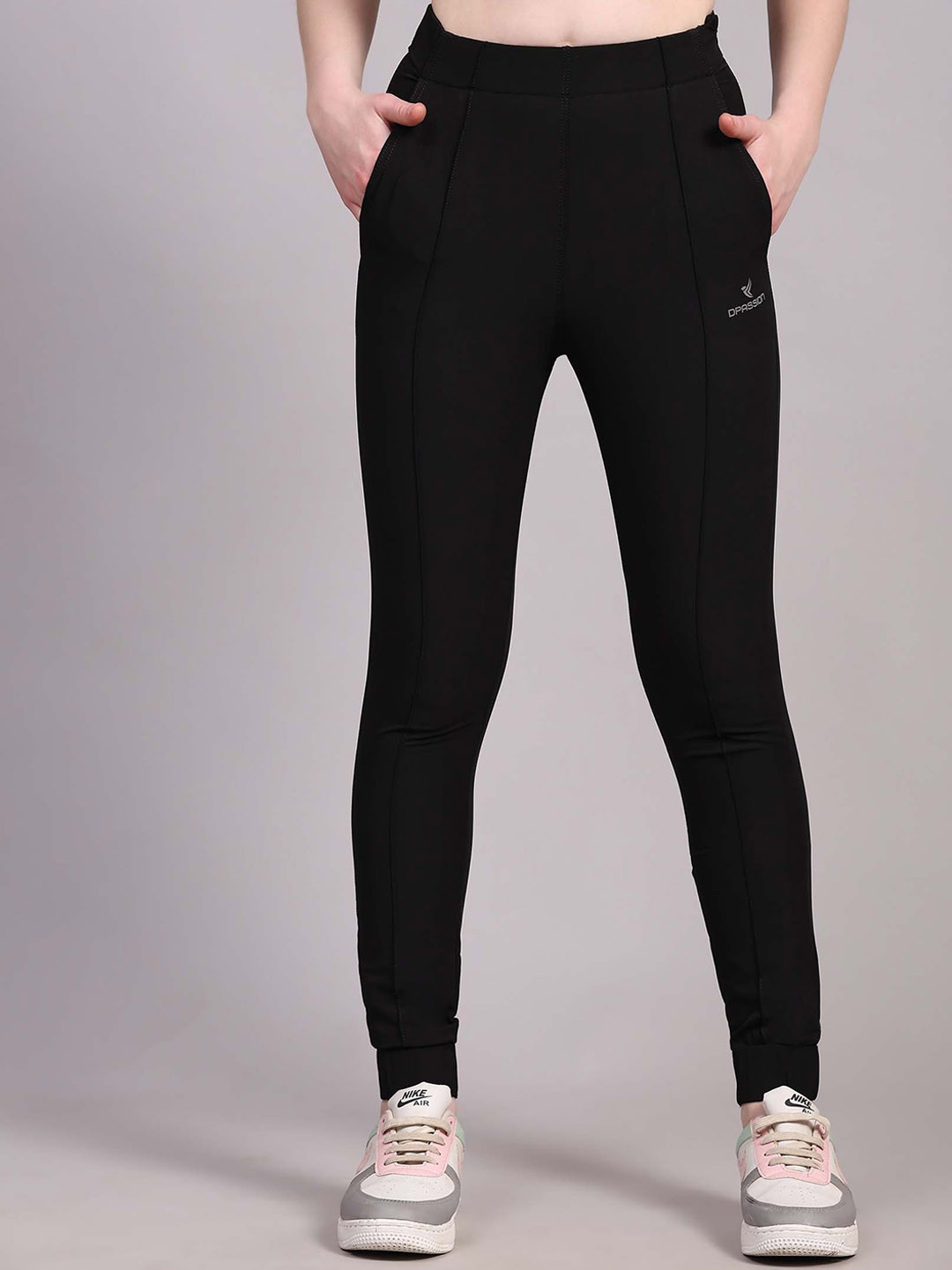 

Dpassion Women Slim Fit Mid-Rise Running Sports Joggers, Black