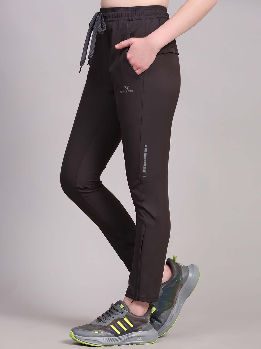 

Dpassion Women High Rise Track Pants, Grey