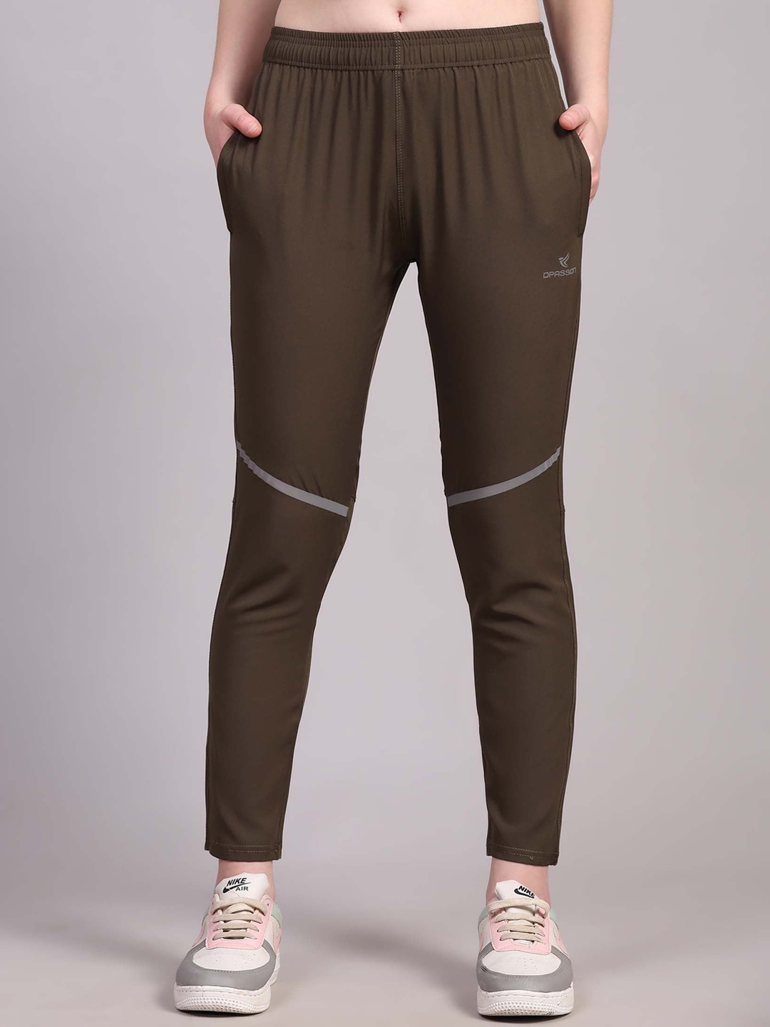 

Dpassion Women Mid-Rise Running Sports Track Pants, Olive