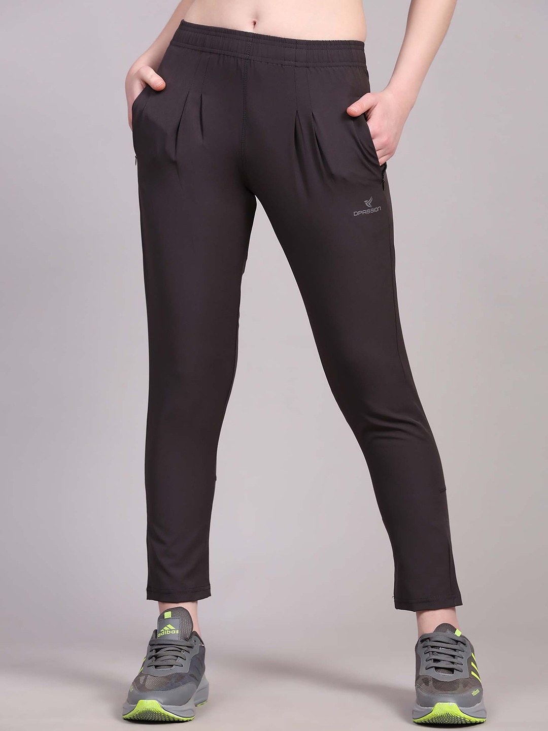 

Dpassion Women Mid-Rise Running Sports Track Pants, Grey