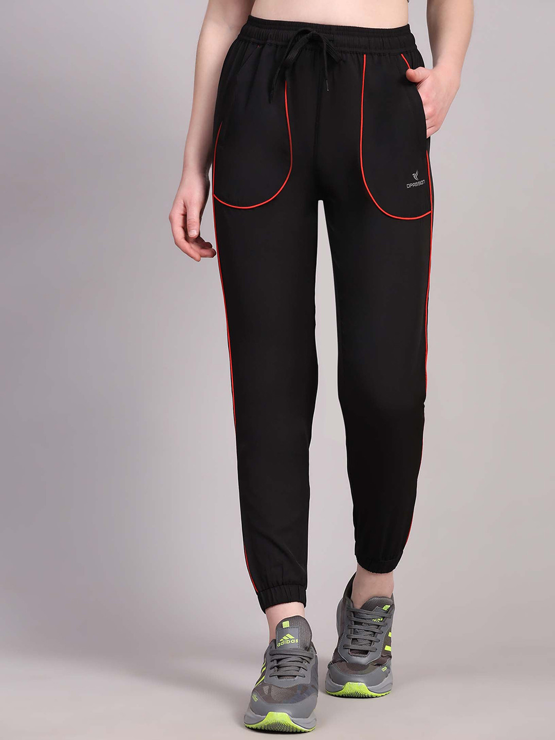 

Dpassion Women Mid-Rise Running Sports Joggers, Black