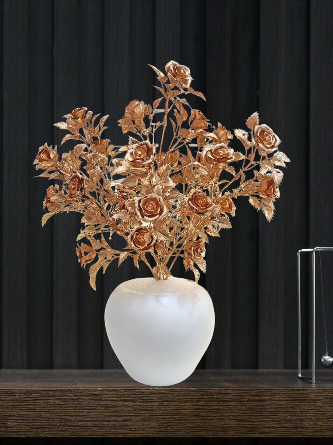 

ARTSY Gold Toned Maroon Rose Artificial Flower