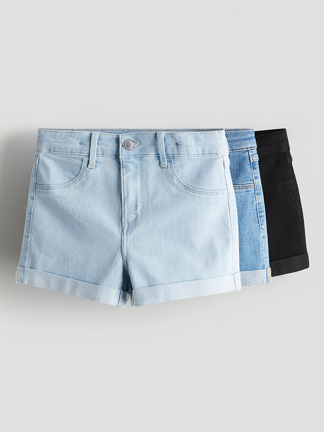 

H&M Girls 3-Pack Denim Shorts, Blue
