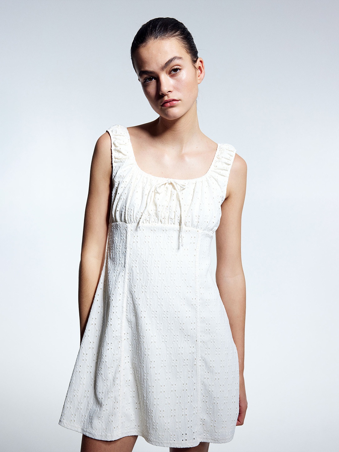 

H&M Corset-Style Jersey Mini Dress, White
